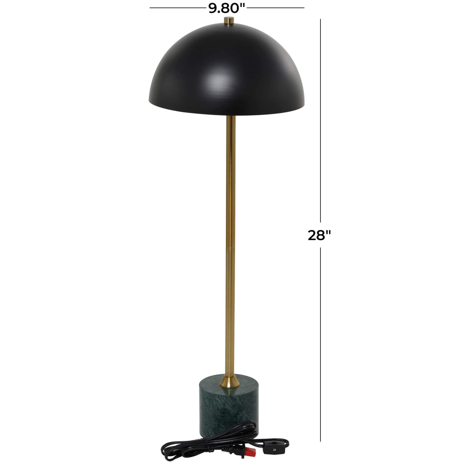 Black Metal Umbrella Style Desk Lamp with Marble Base 10&#x22; x 10&#x22; x 28&#x22;