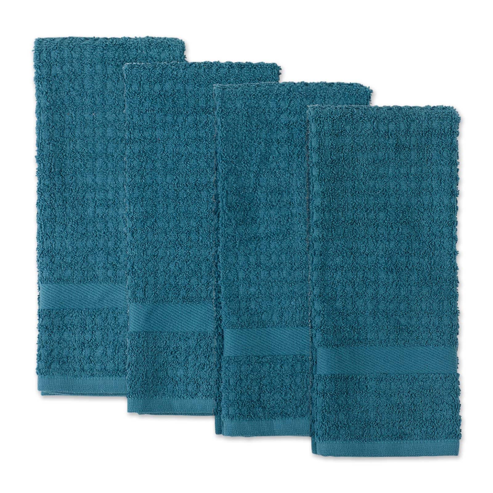 DII® Solid Storm Blue Waffle Terry Dishtowel, 4ct.