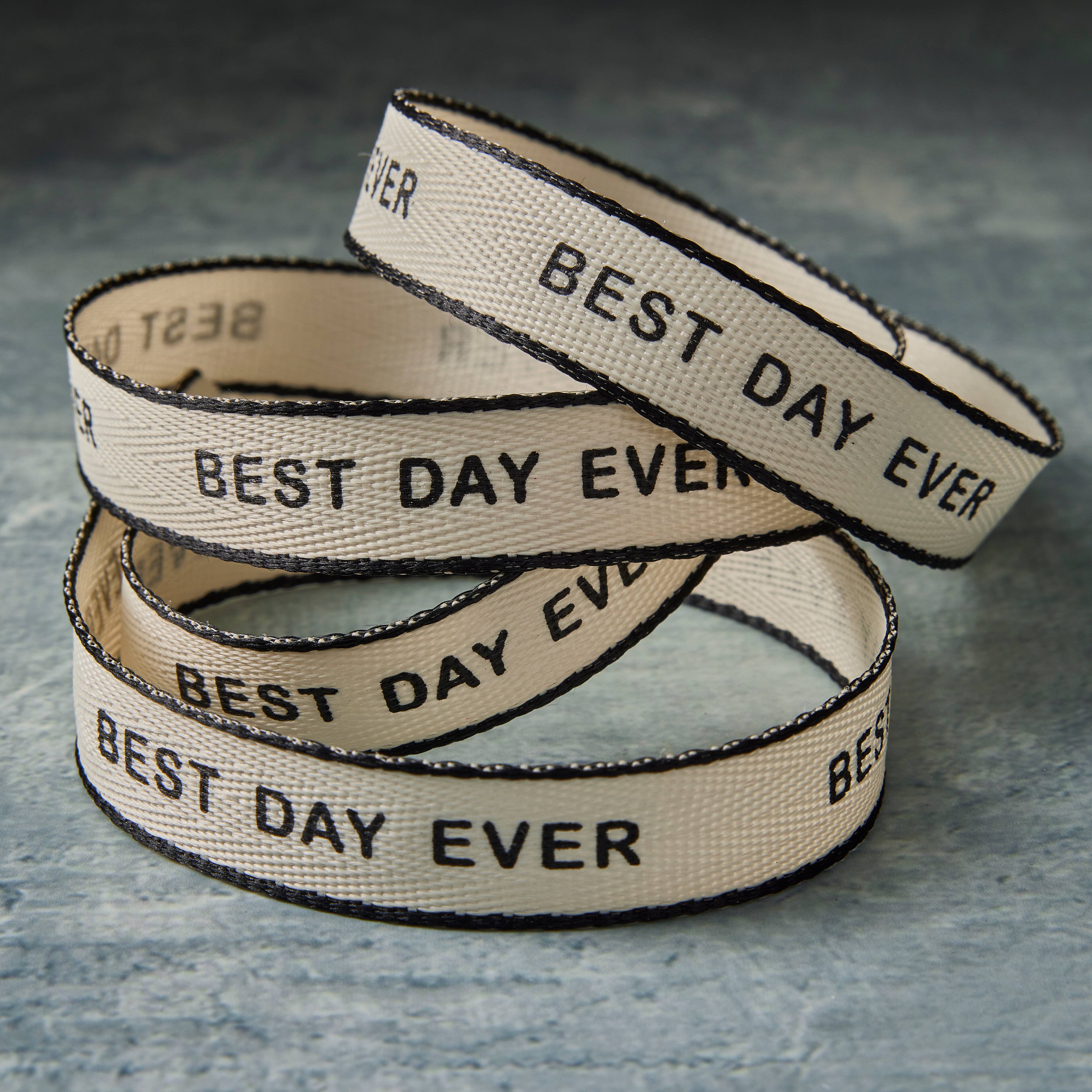 5/8" x 7yd. Black Best Day Ever Faux Linen Ribbon by Celebrate It® Classic