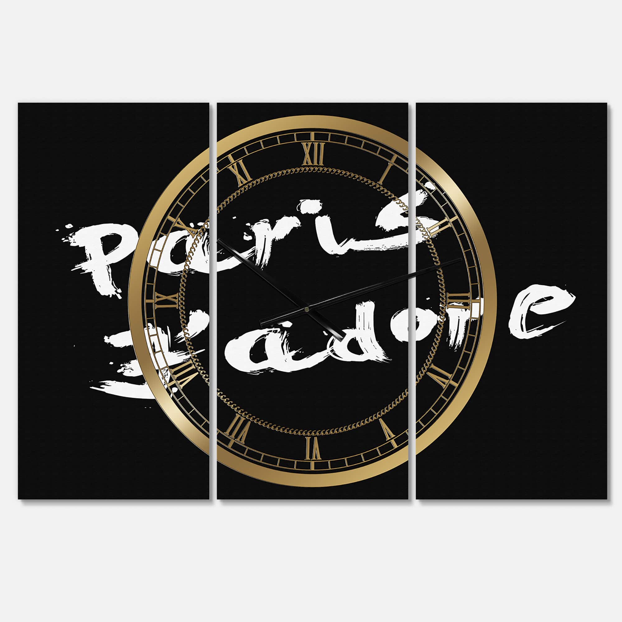 Designart 'Paris Jadore Oversized Fashion Multipanel Wall Clock