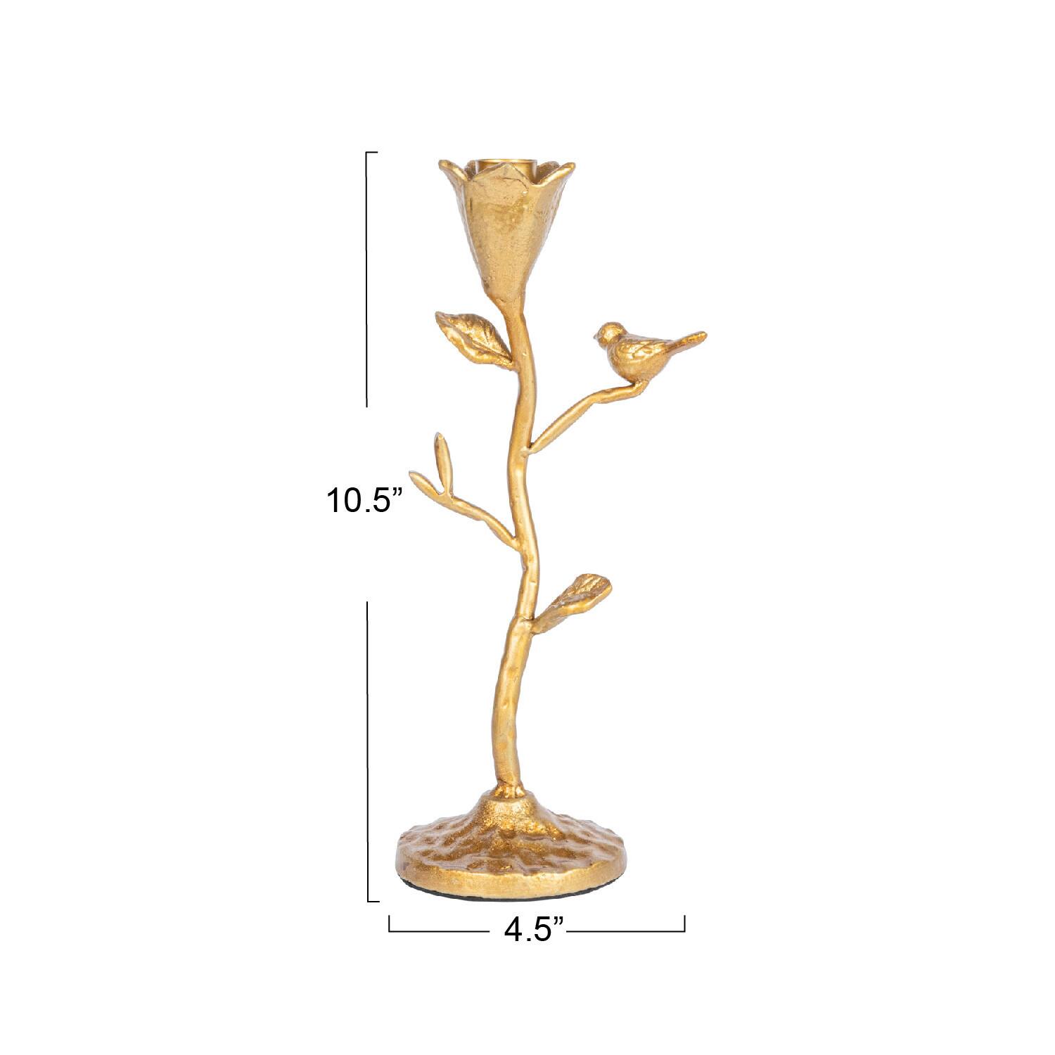 Hello Honey&#xAE; Gold 10.5&#x22; Single Taper Metal Candelabra
