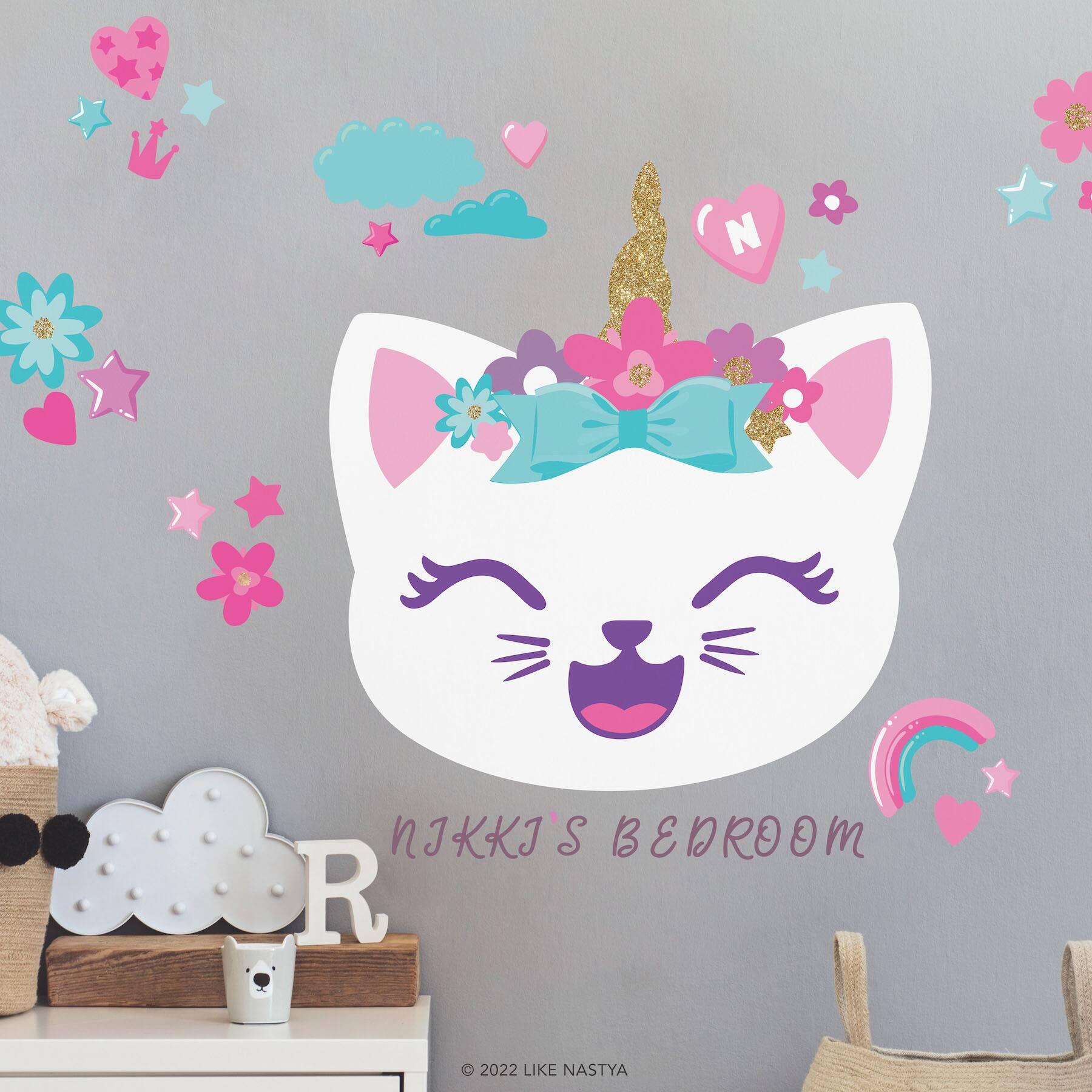 RoomMates Like Nastya Unicorn Cat Giant Peel &#x26; Stick Wall Decals with Alphabet
