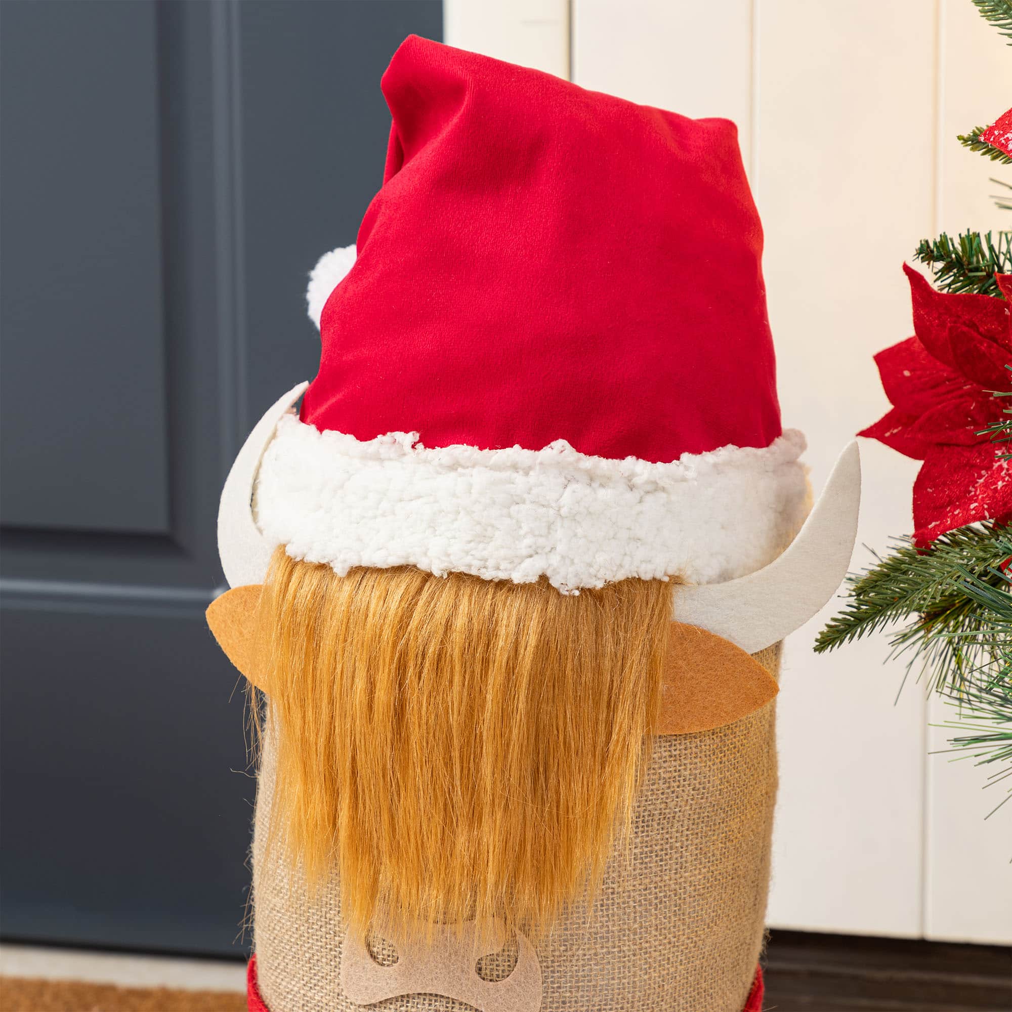 Glitzhome&#xAE; 20&#x22; Christmas Linen Highland Cow Doorstop Porch Decor