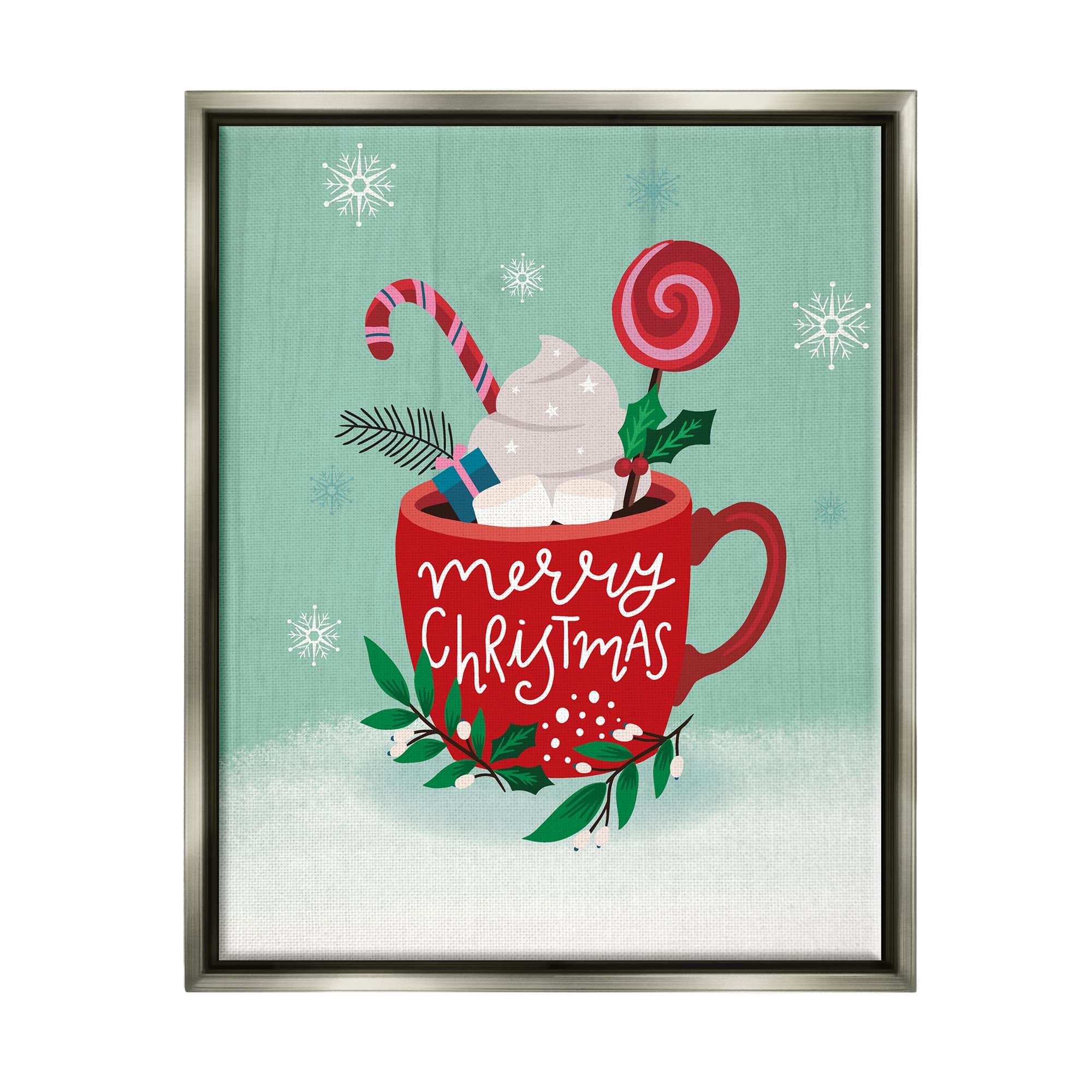 Stupell Industries Merry Christmas Warm Cocoa Framed Floater Canvas Wall Art