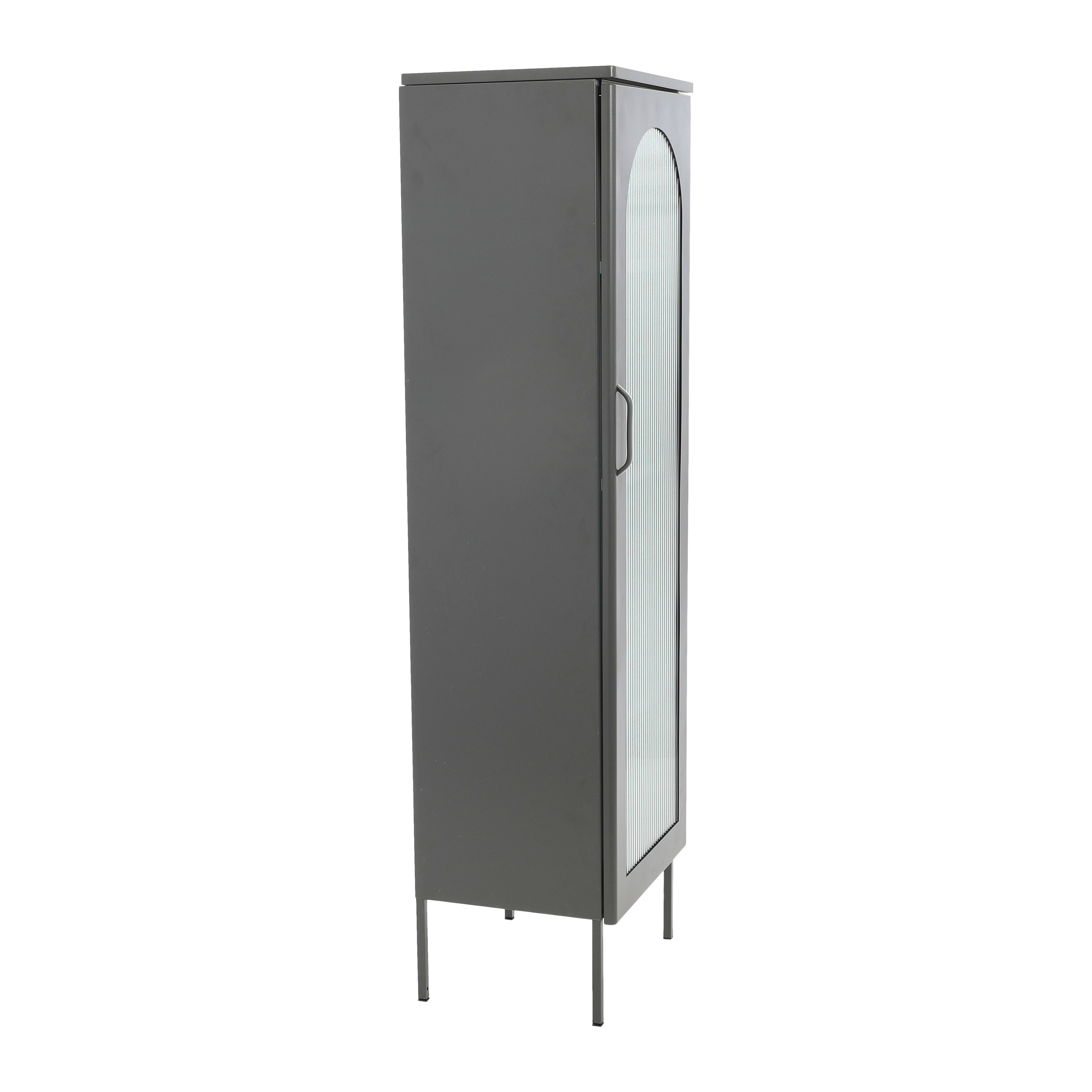 Hello Honey&#xAE; Solstice 5ft. Tall Metal Accent Cabinet with Arched Glass Door