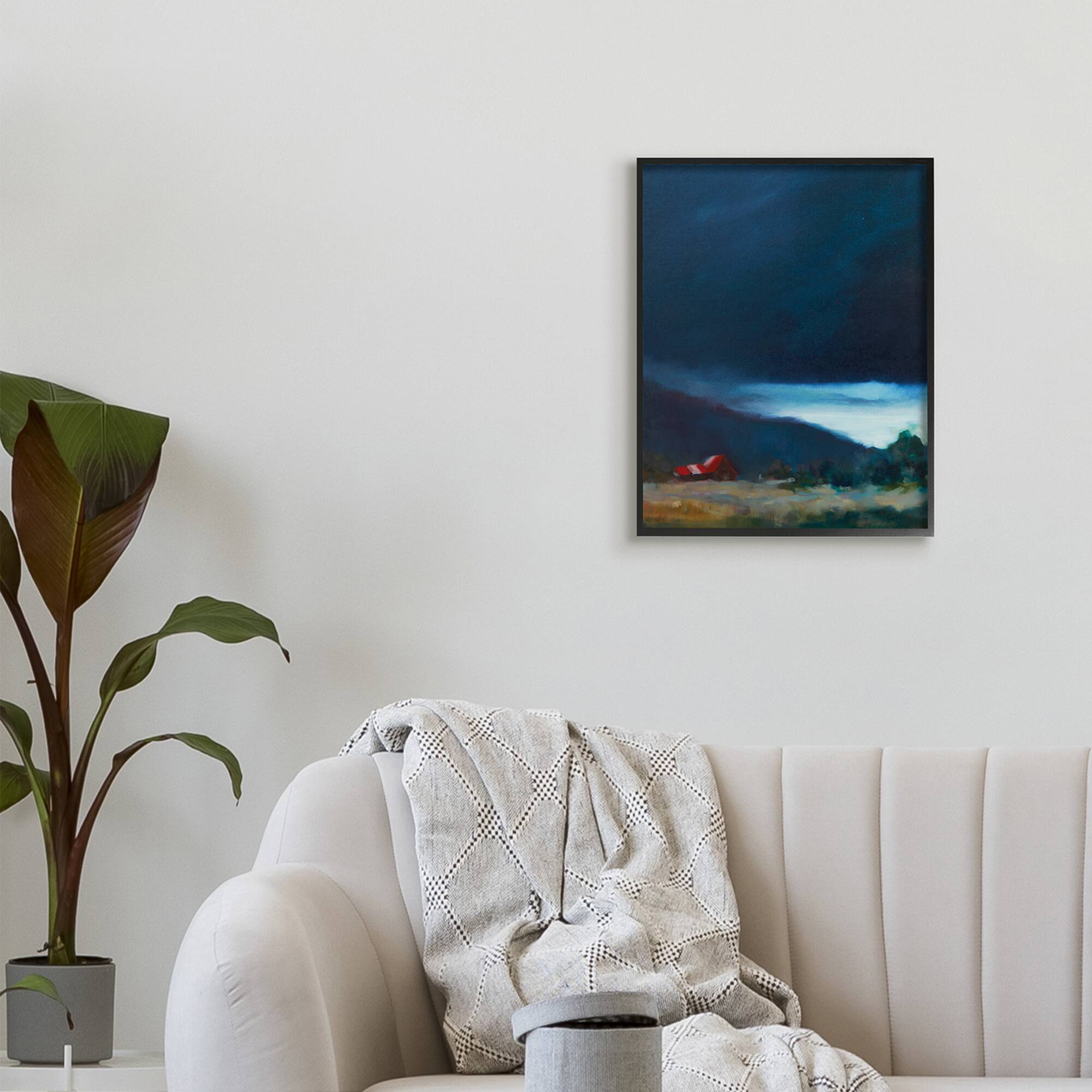 Stupell Industries Storm Clouds over Countryside Cottage Landscape in Black Frame Wall Art