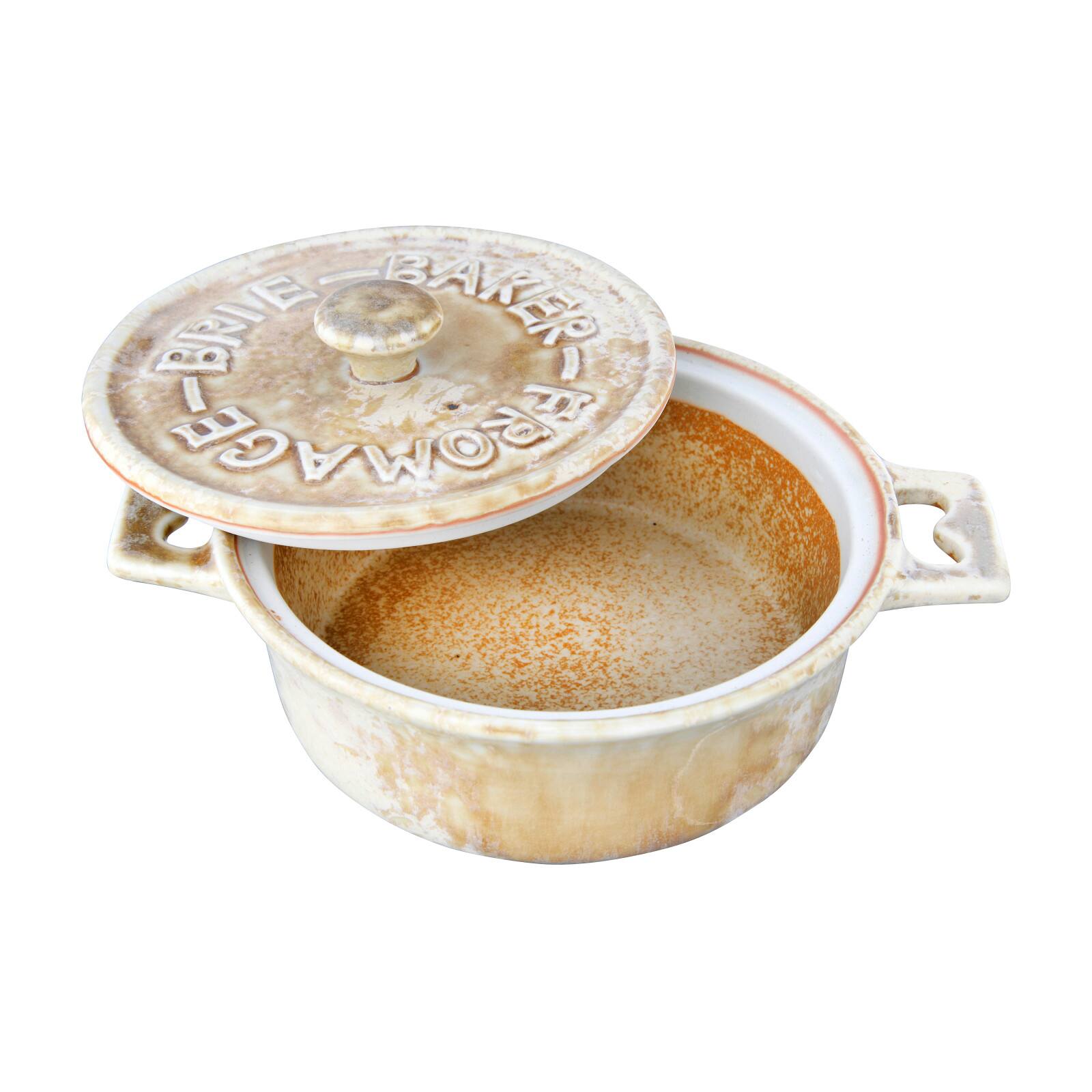 Hello Honey® Stoneware Brie Baker with Lid & Bamboo Spreader Set, 2ct.