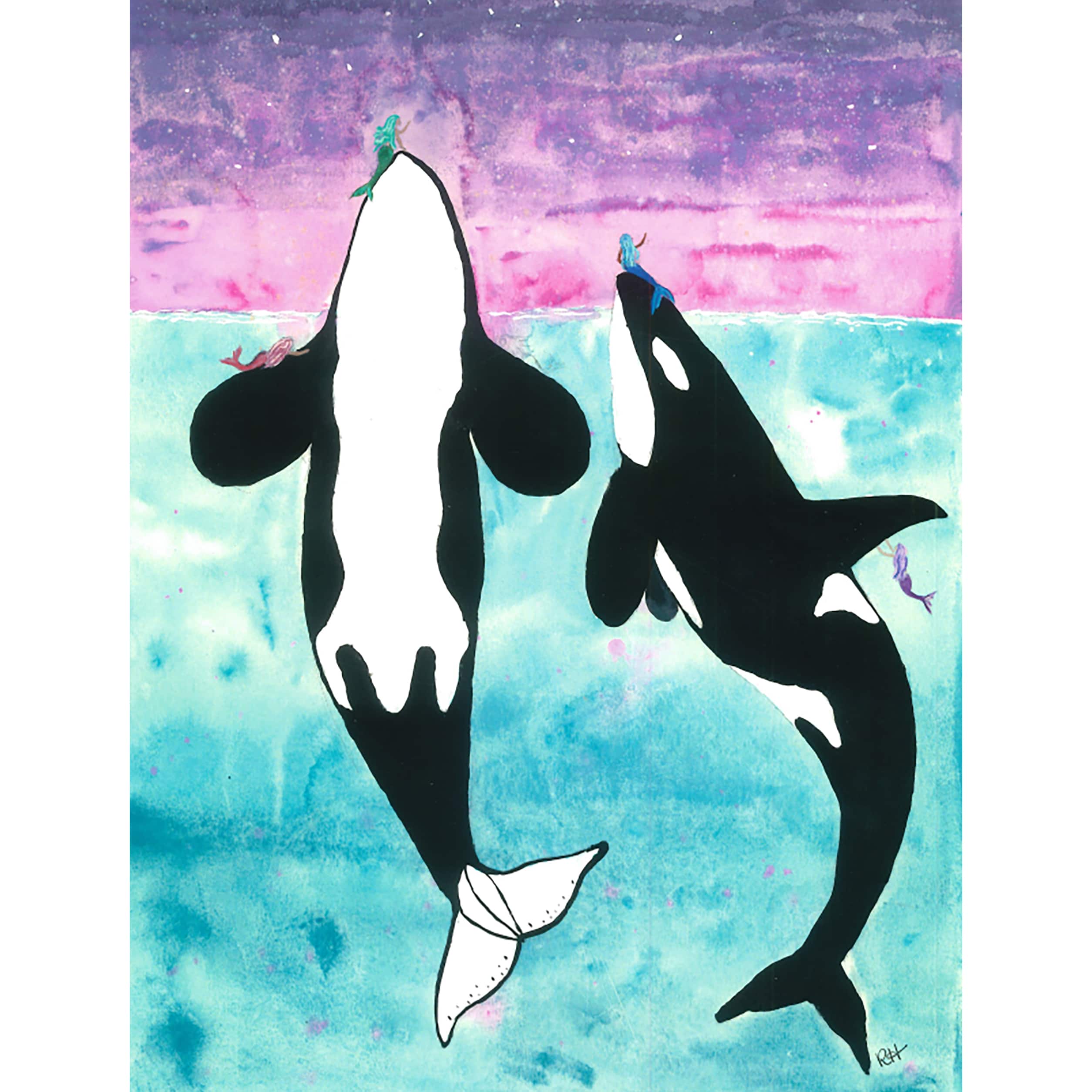Sparkly Selections Killer Whales By Local Utah Artist Rachel H. Diamond Art Kit, Square Diamonds