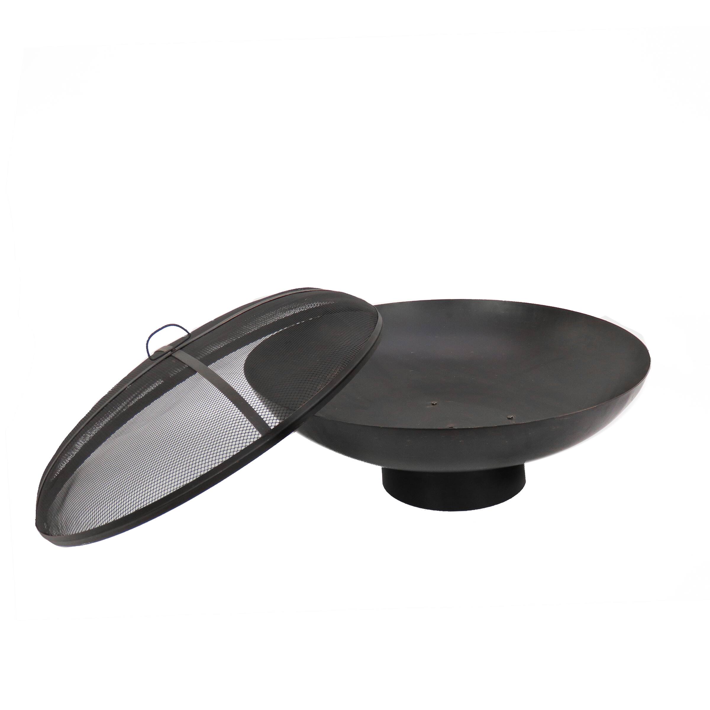 32" Black Cast Iron Fire Pit Bowl with Screen