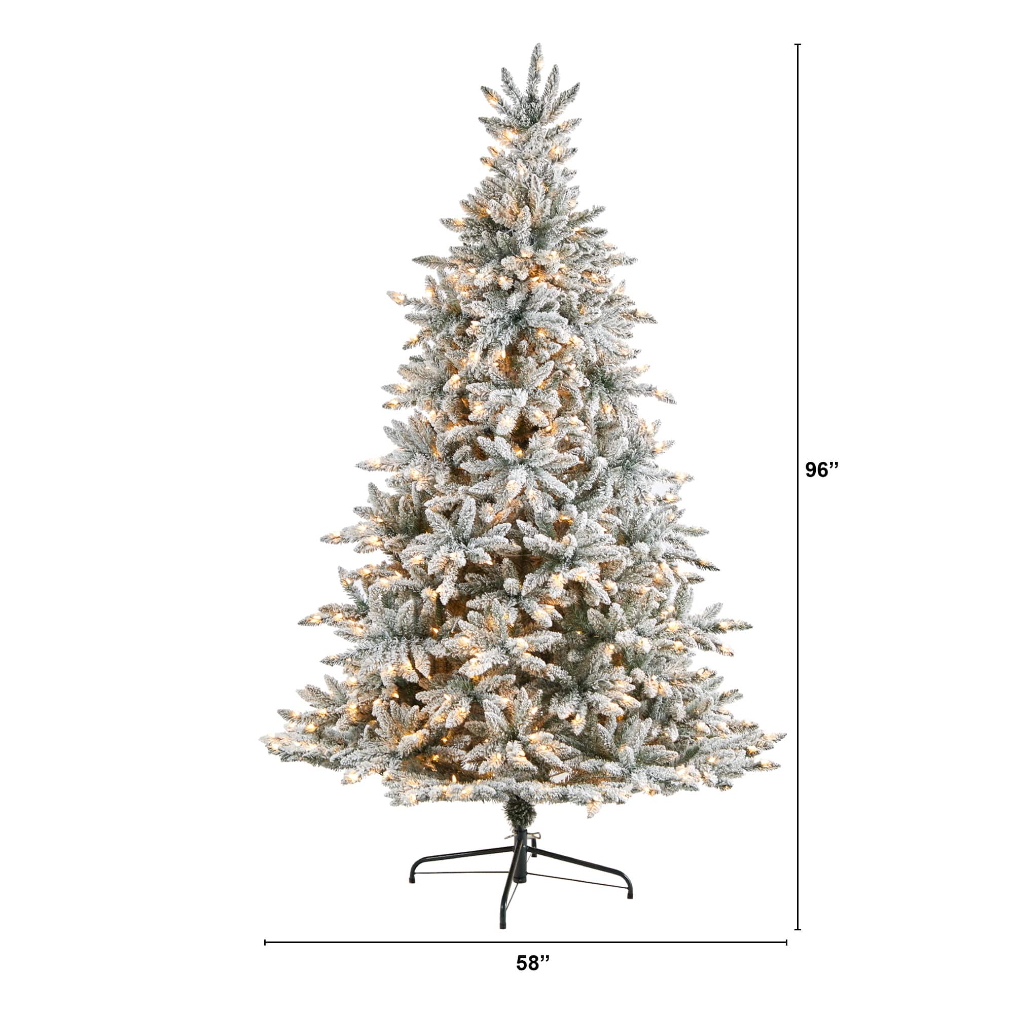 8ft. Pre-Lit Flocked West Virginia Spruce Artificial Christmas Tree, Clear Lights