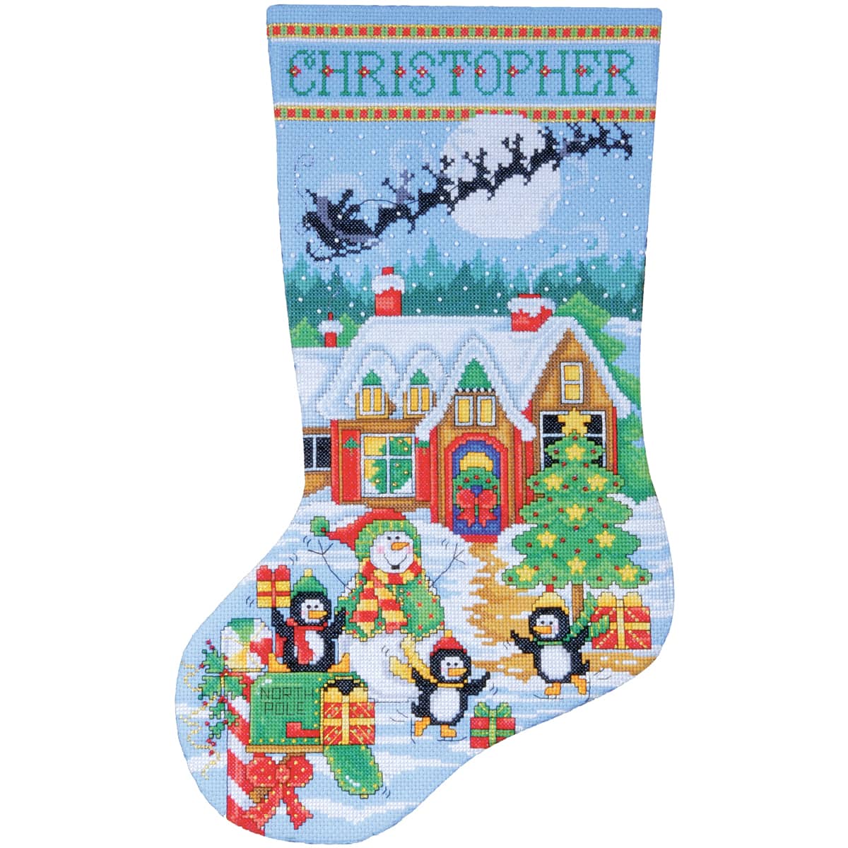 Design Works Penguin Party Counted Cross Stitch Stocking Kit