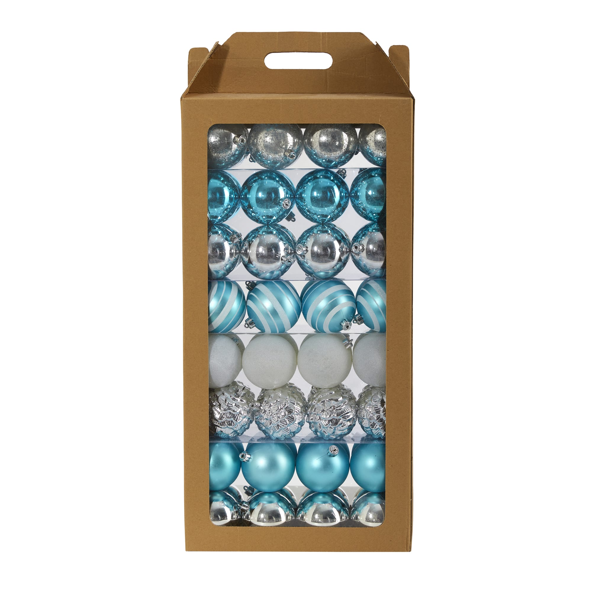 64ct. 3&#x22; Blue &#x26; Silver Shatterproof Ball Ornaments