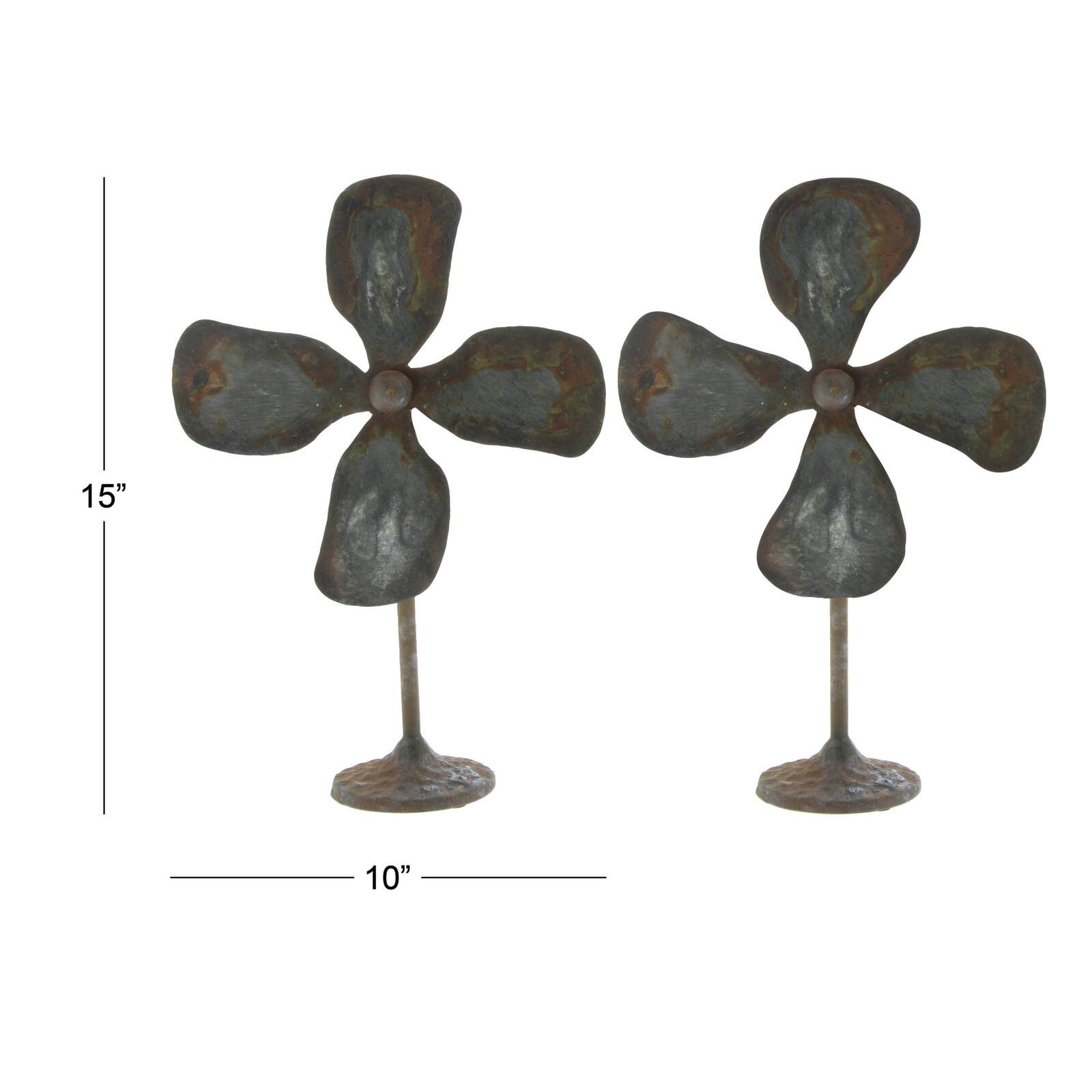 15" Gray Metal Industrial Propeller Sculpture, 2ct.