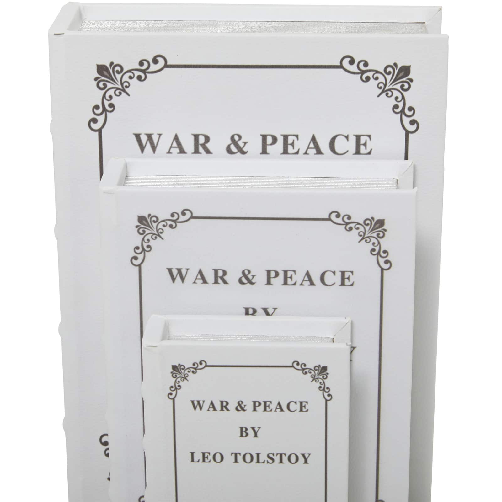 Off White Faux Leather Faux Book Box Set