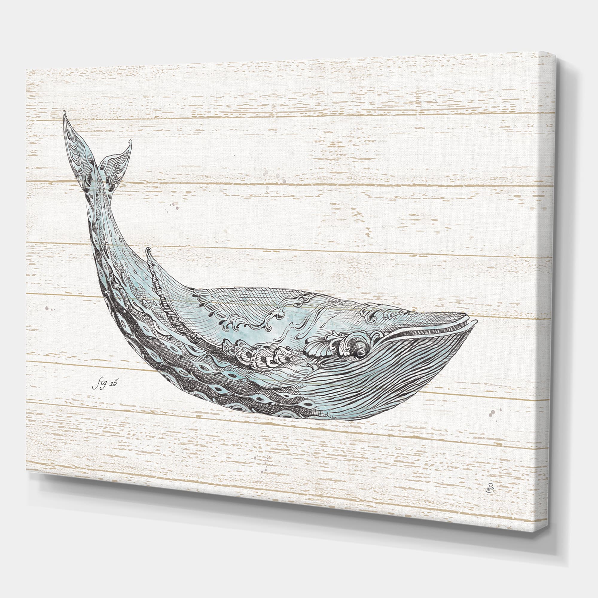 Designart - Blue Whale Watercolor - Nautical & Coastal Gallery-wrapped Canvas