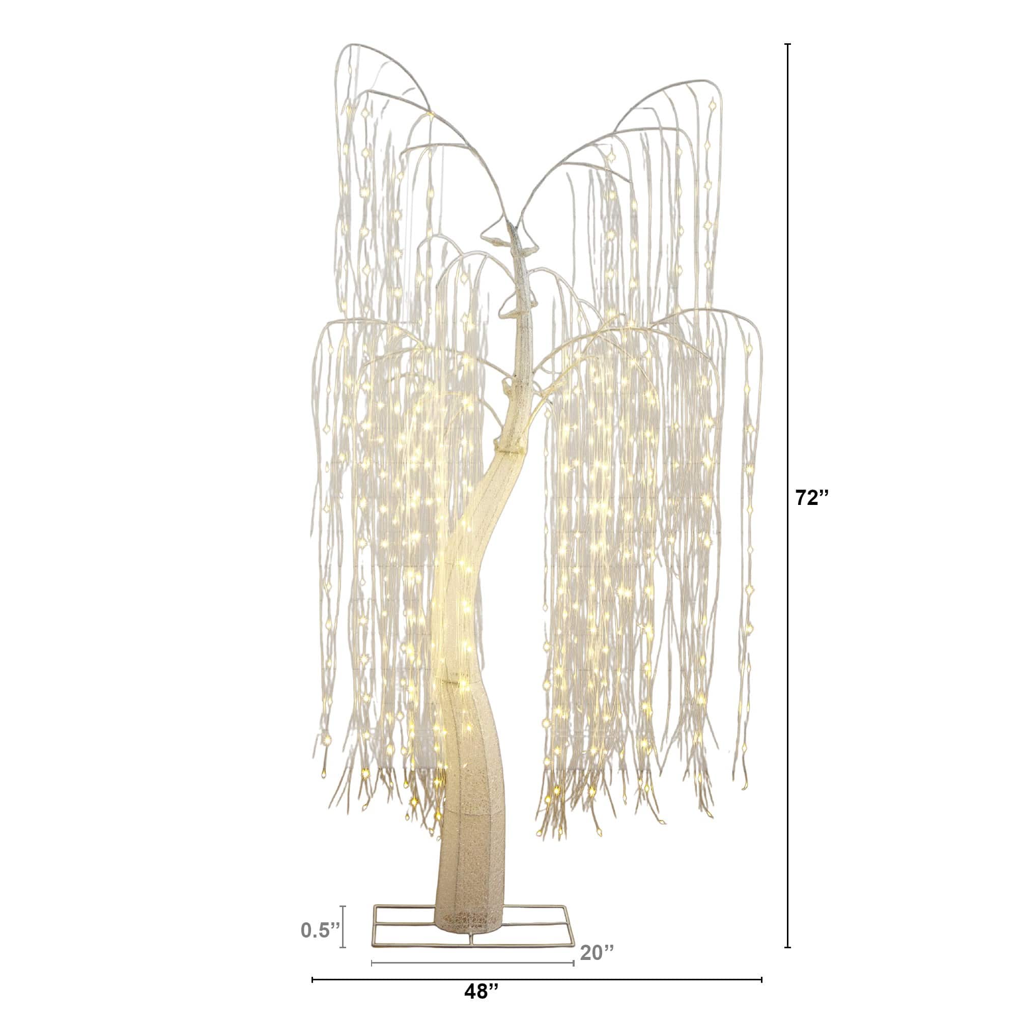 7ft. Pre-Lit Artificial White Willow Tree with 400 Cool White LED Light