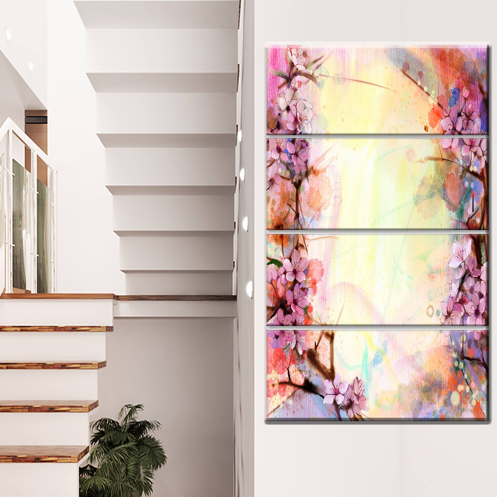 Designart - Pink Sakura on Blurred Background