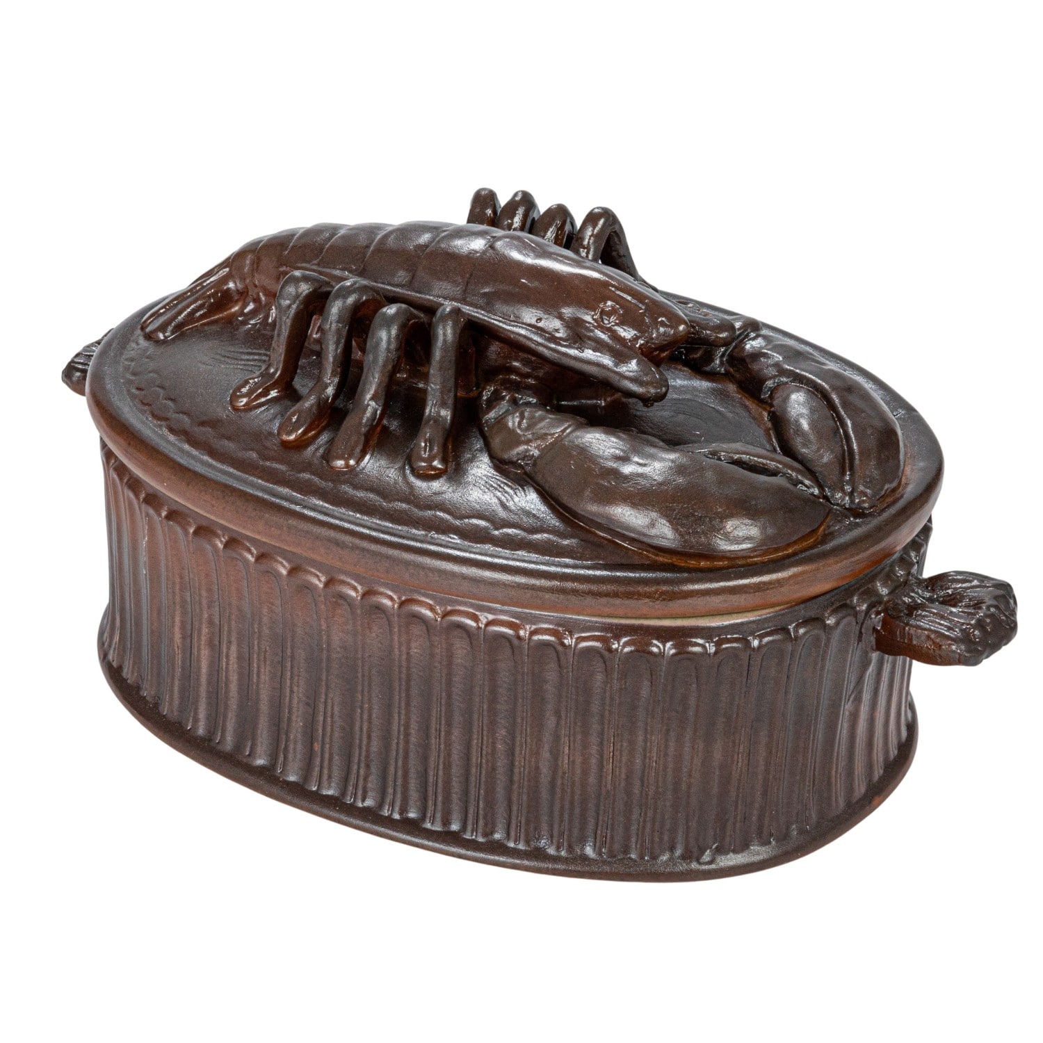 Hello Honey® 12.25" Matte Brown Stoneware Baker with Lobster Design