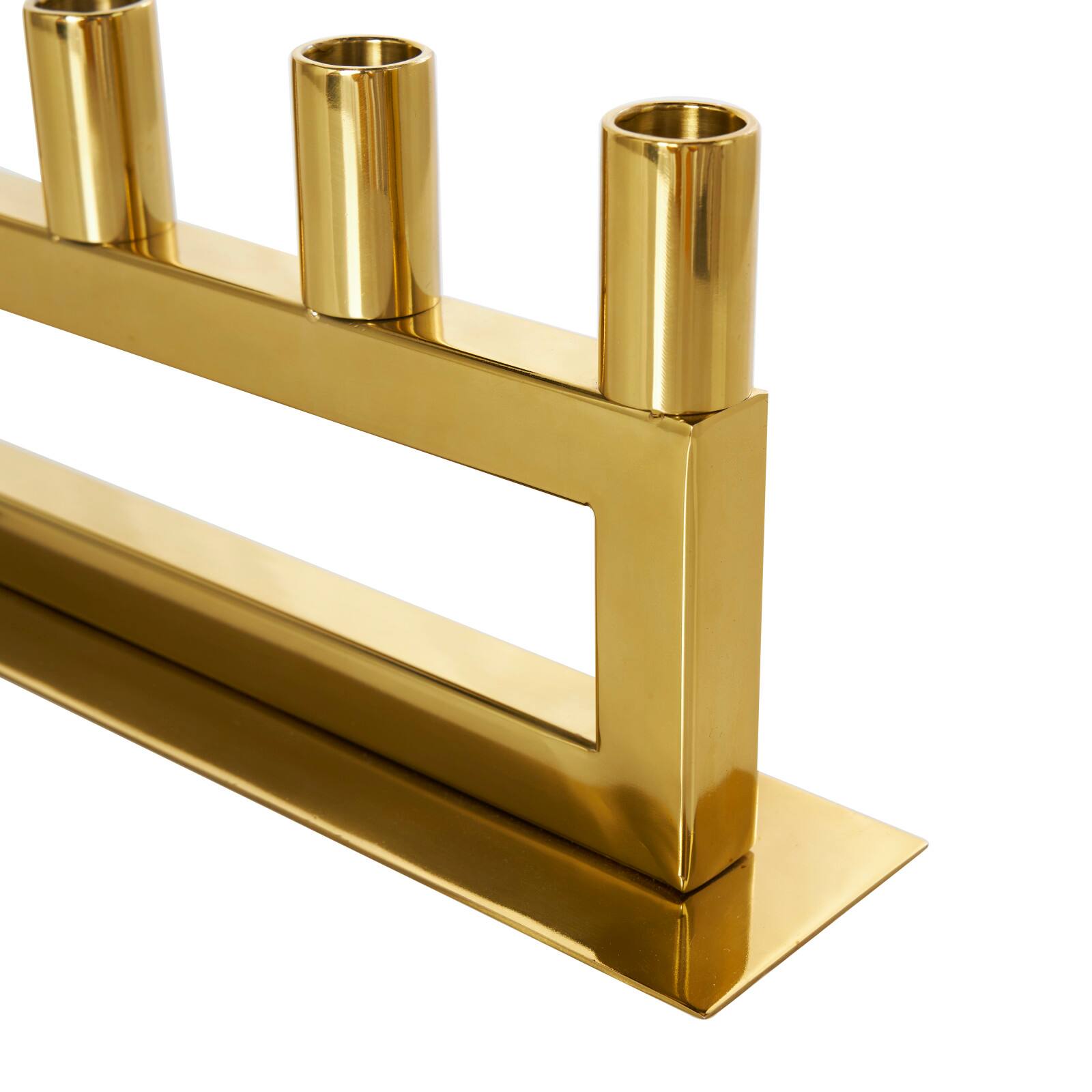 22" Gold Stainless Steel 7 Taper Candle Candelabra with Rectangular Frame