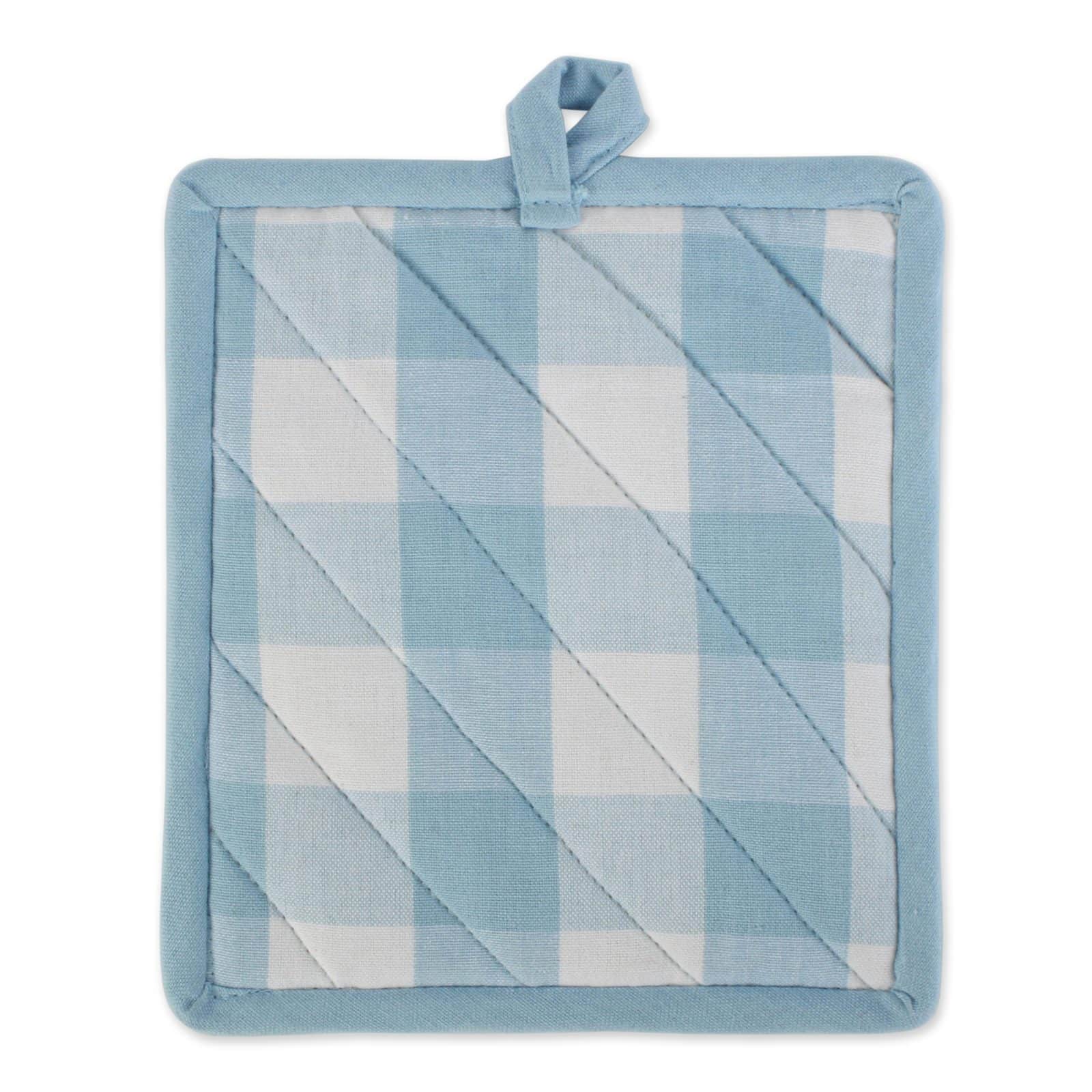 DII® Light Blue Buffalo Check Oven Mitt & Pot Holder Set