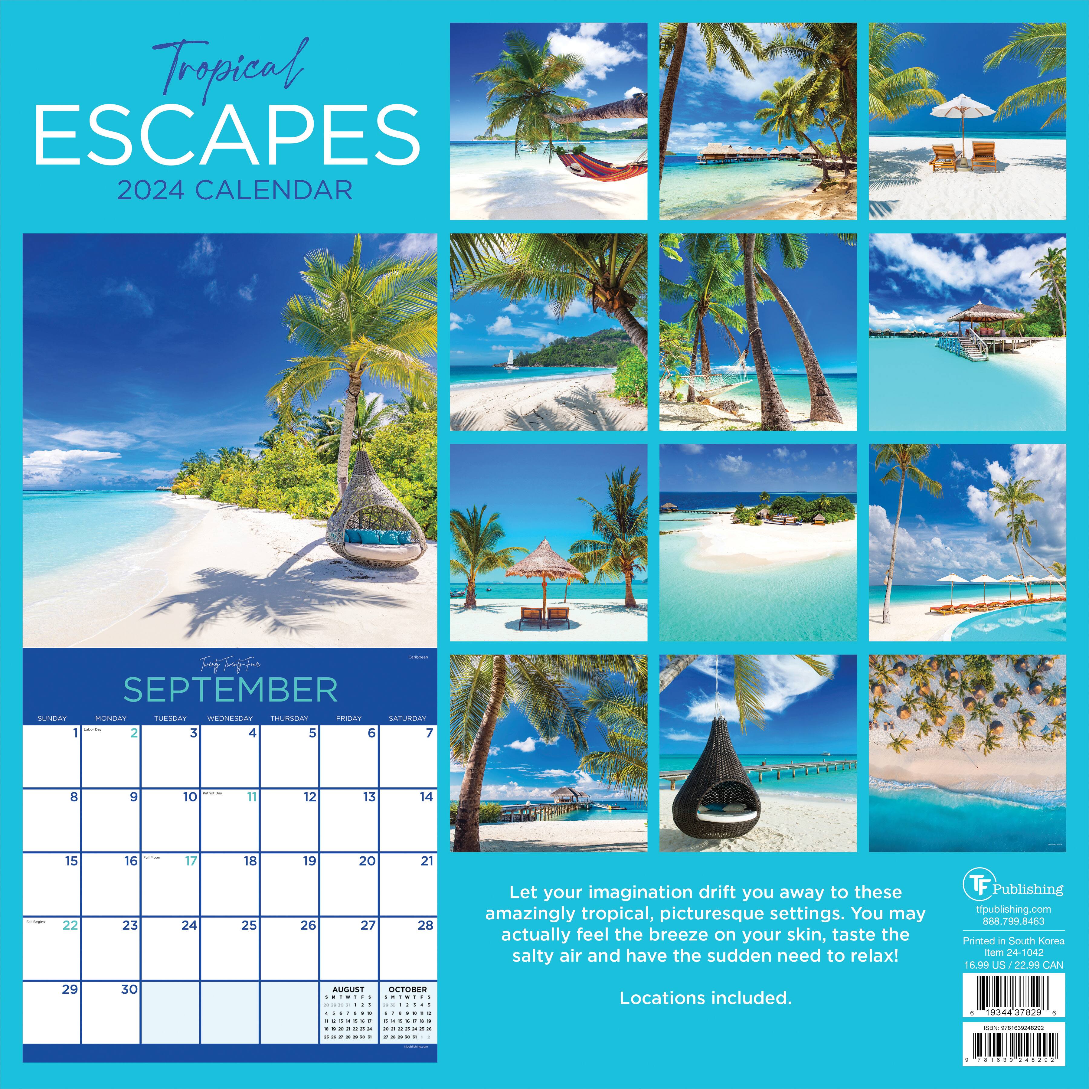 TF Publishing 2024 Tropical Escapes Wall Calendar