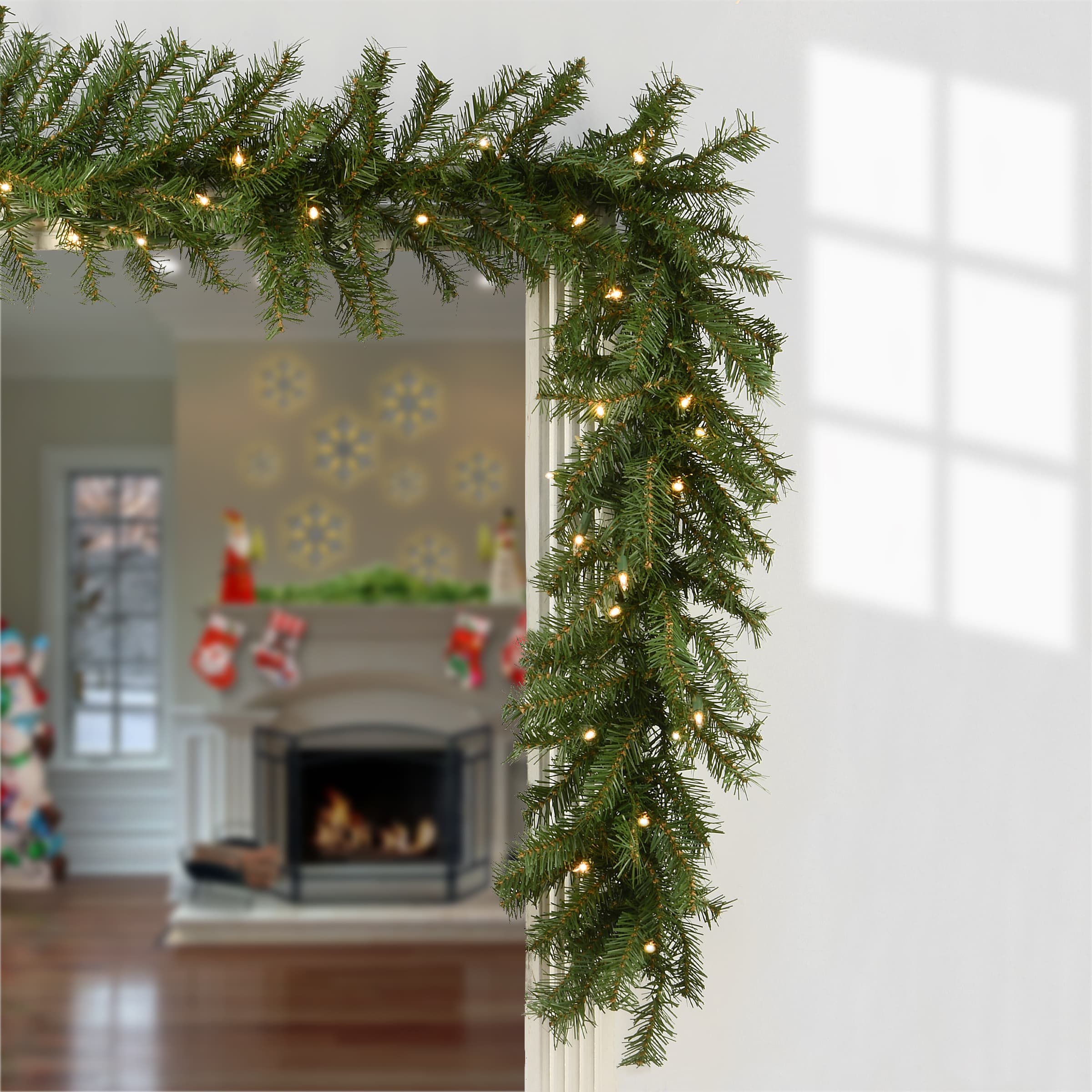 9ft. Pre-Lit Clear Lights Norwood Fir Garland