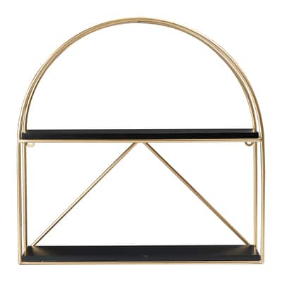 Wood & Metal Gold Crescent Wall Shelf