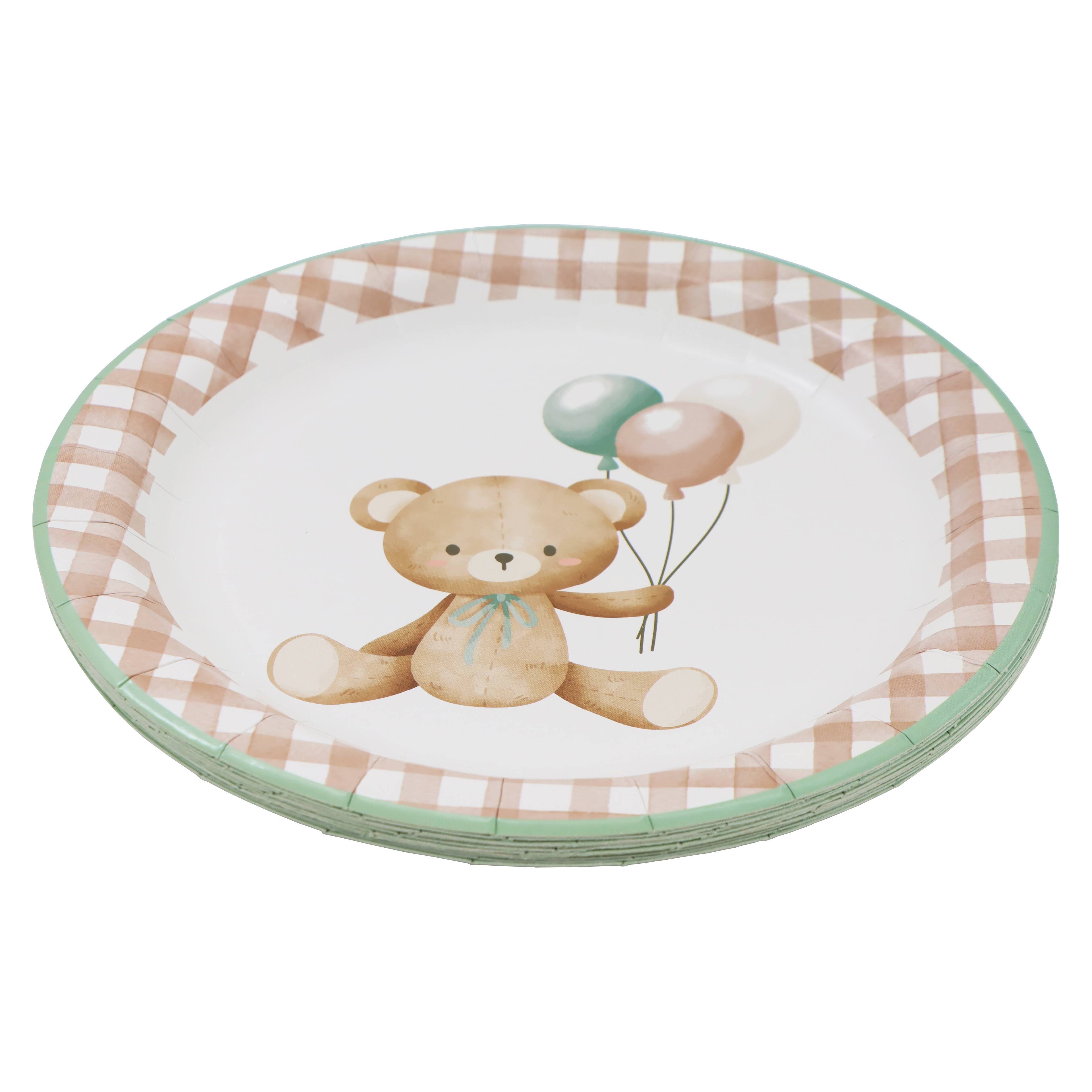 12 Packs: 10 ct. (120 total) 9&#x22; Teddy Bear &#x26; Gingham Dinner Plates by Celebrate It&#x2122;