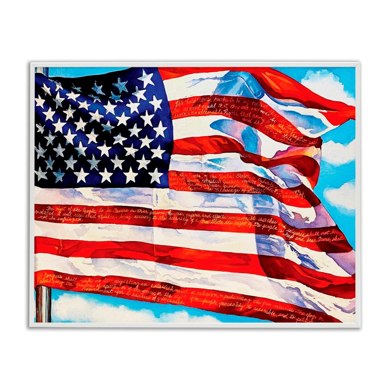 Stupell Industries Windblown American Flag Framed Giclee Art
