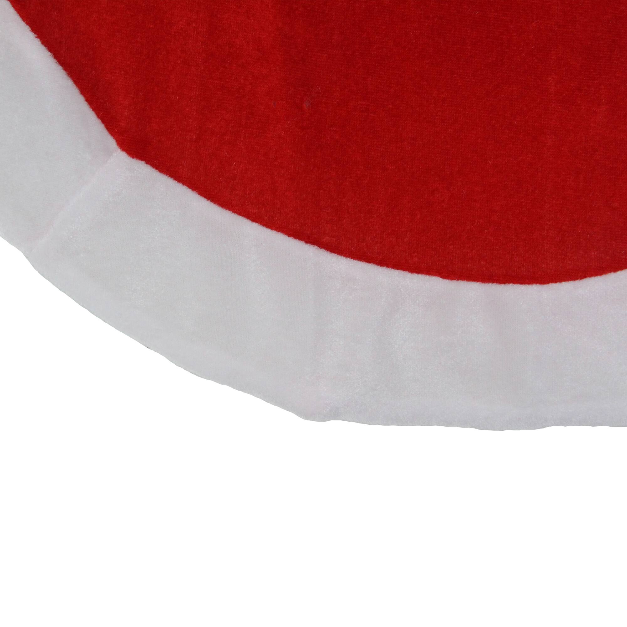 26&#x22; Red &#x26; White Velveteen Tree Skirt