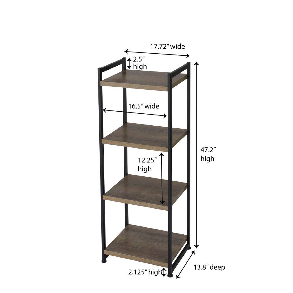 Household Essentials Jamestown 4-Shelf Narrow Ashwood Bookshelf