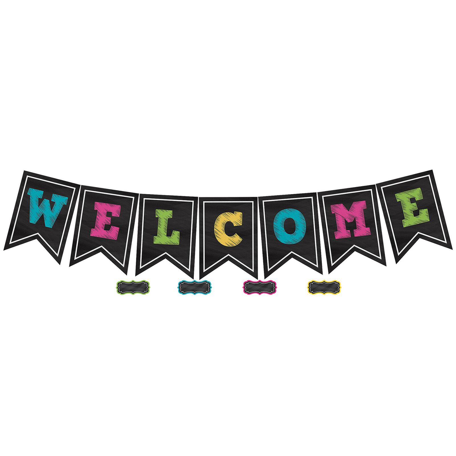 Teacher Created Resources® Chalkboard Brights Pennants Welcome Bulletin Board Display, 2 Packs of 48