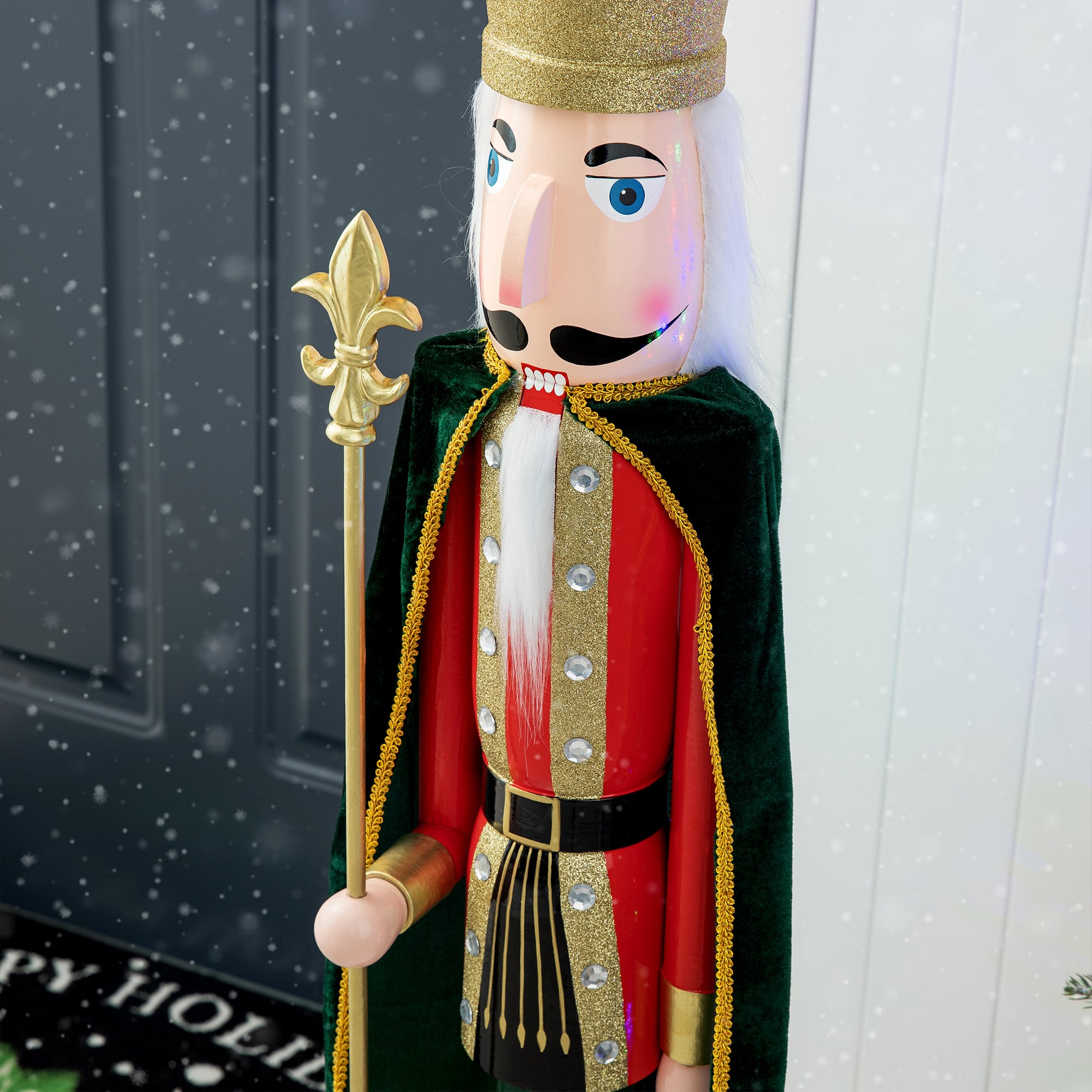 Glitzhome&#xAE; 3.5ft. Wooden Christmas King Nutcracker