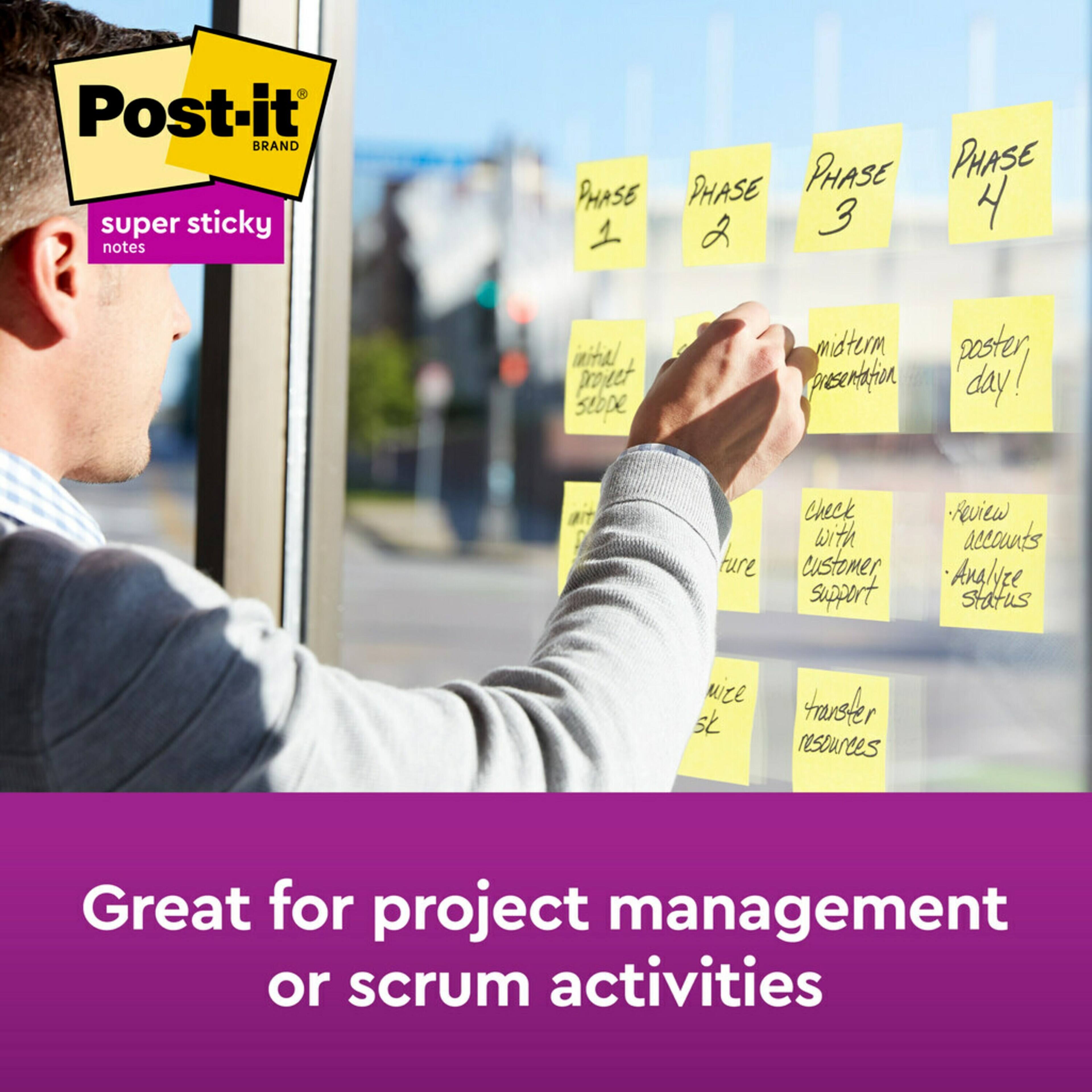 Post-it&#xAE; 3&#x22; x 3&#x22; Super Sticky Notes, 5 Pack