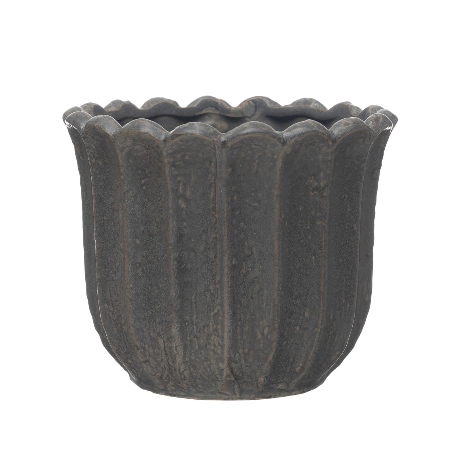 Hello Honey&#xAE; 6&#x22; Matte Black Reactive Glaze Flower Stoneware Planter