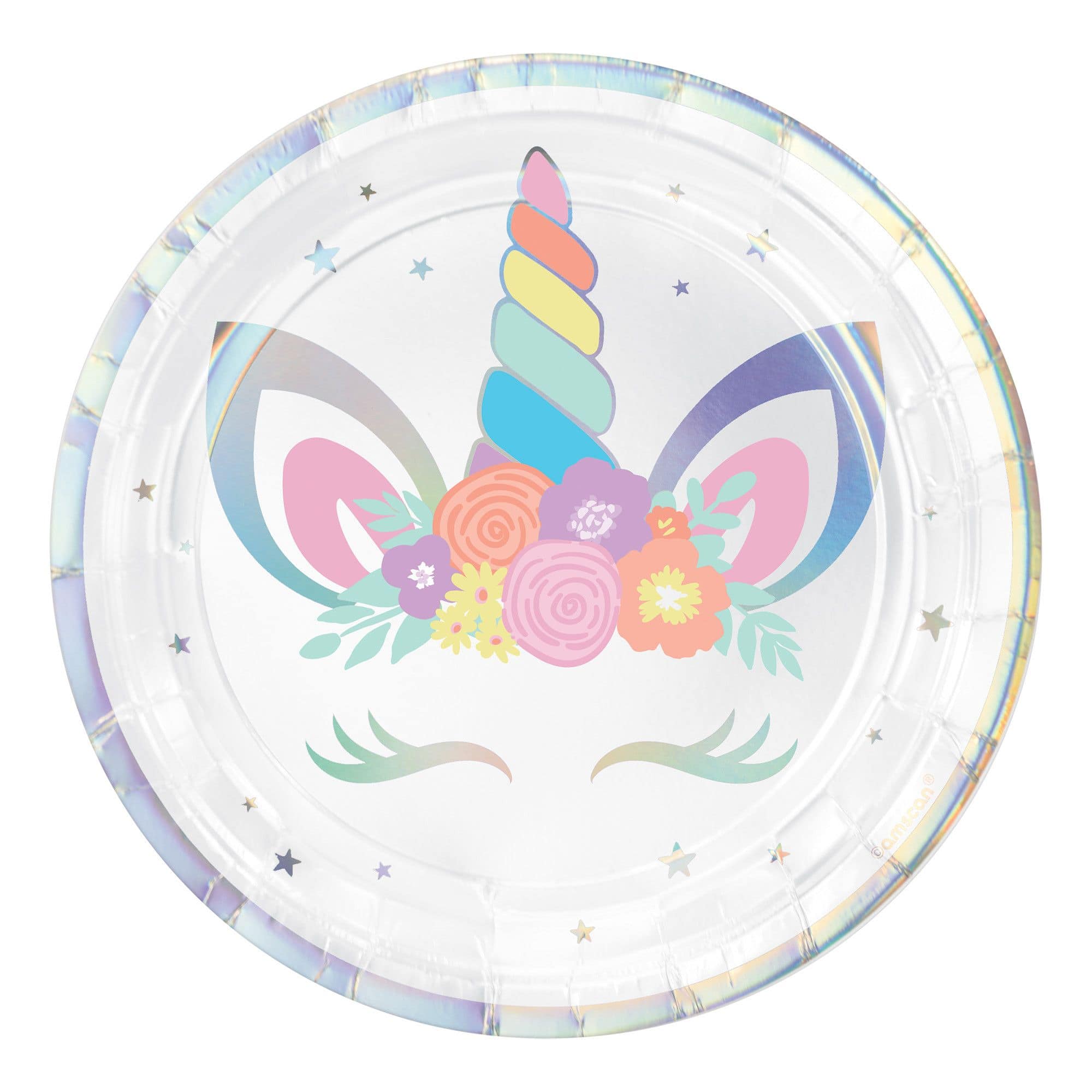 7&#x22; Iridescent Unicorn Plates, 8ct.