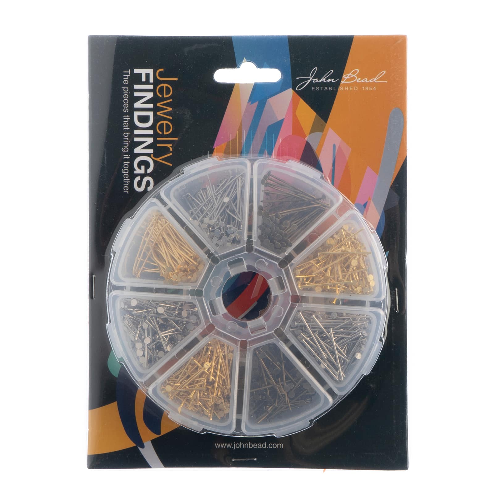 John Bead Head Pins Assortment Round 8 Slot Jewelry Findings & Making Kit, 1030ct.