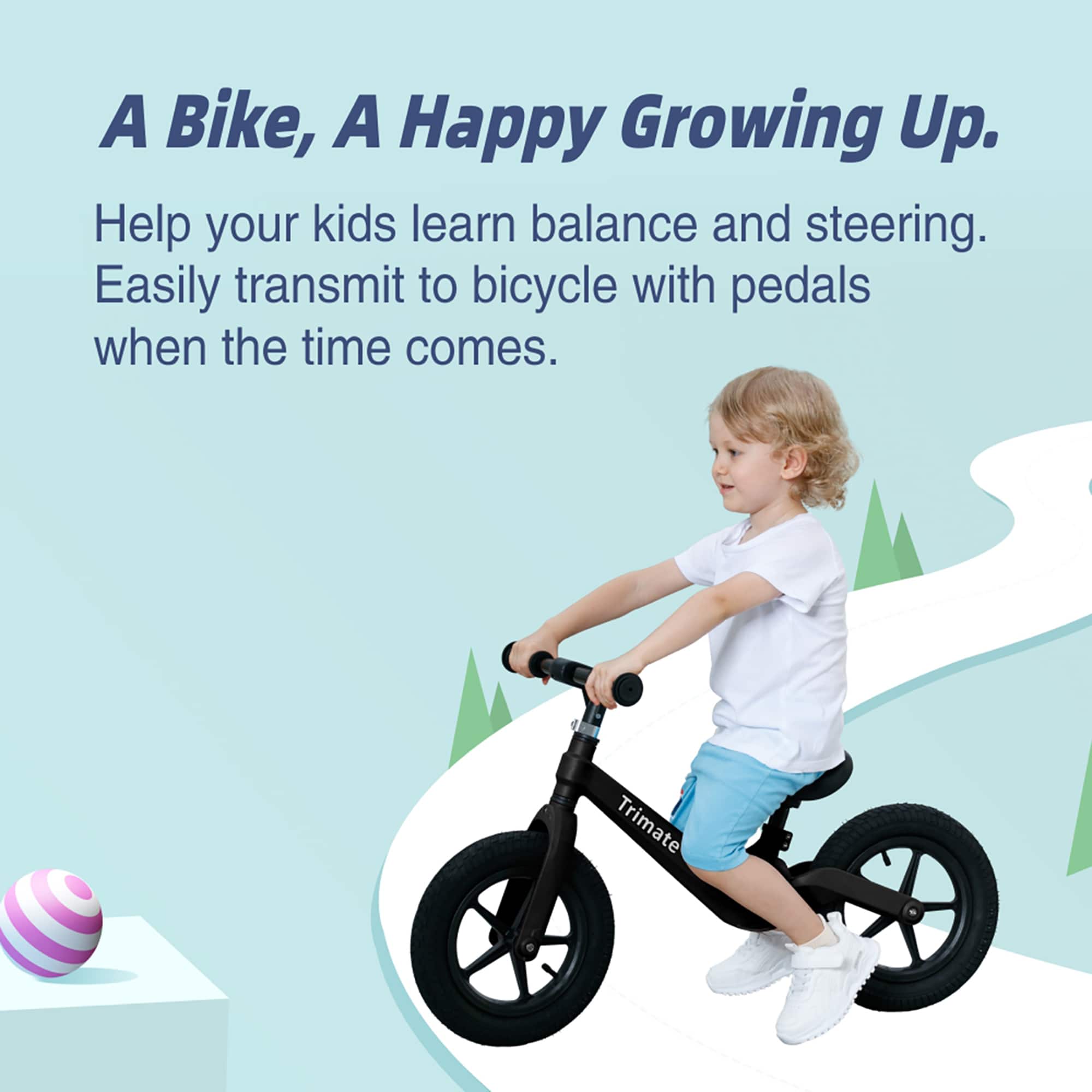 Trimate Black 2 Wheel Balance Bike