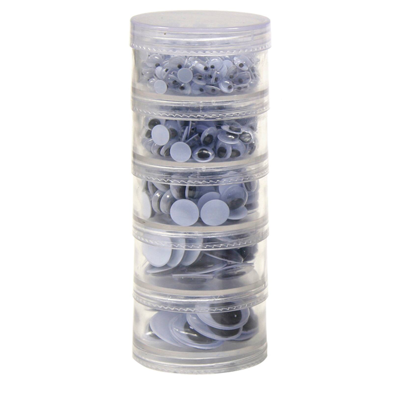 Creativity Street&#xAE; Black Round &#x26; Oval Shaped Wiggle Eyes Storage Stacker, 2 Packs of 560