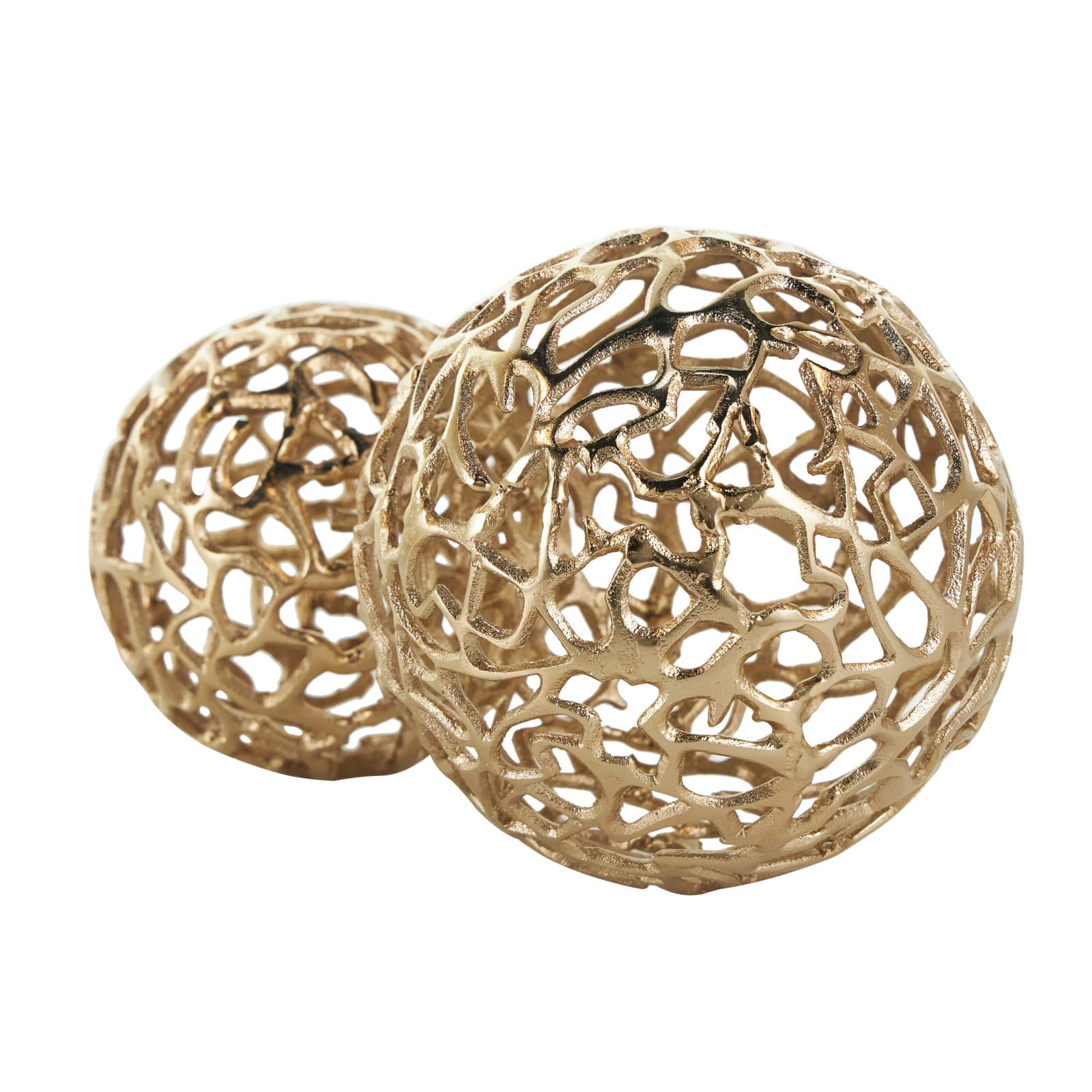 Gold Open Lattice Work Aluminum Decorative Ball Orbs &#x26; Vase Filler Set