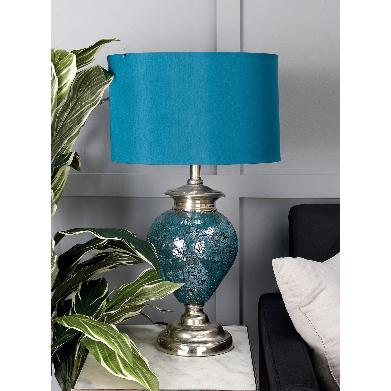 28&#x22; Blue Glass Tuscan Table Lamp