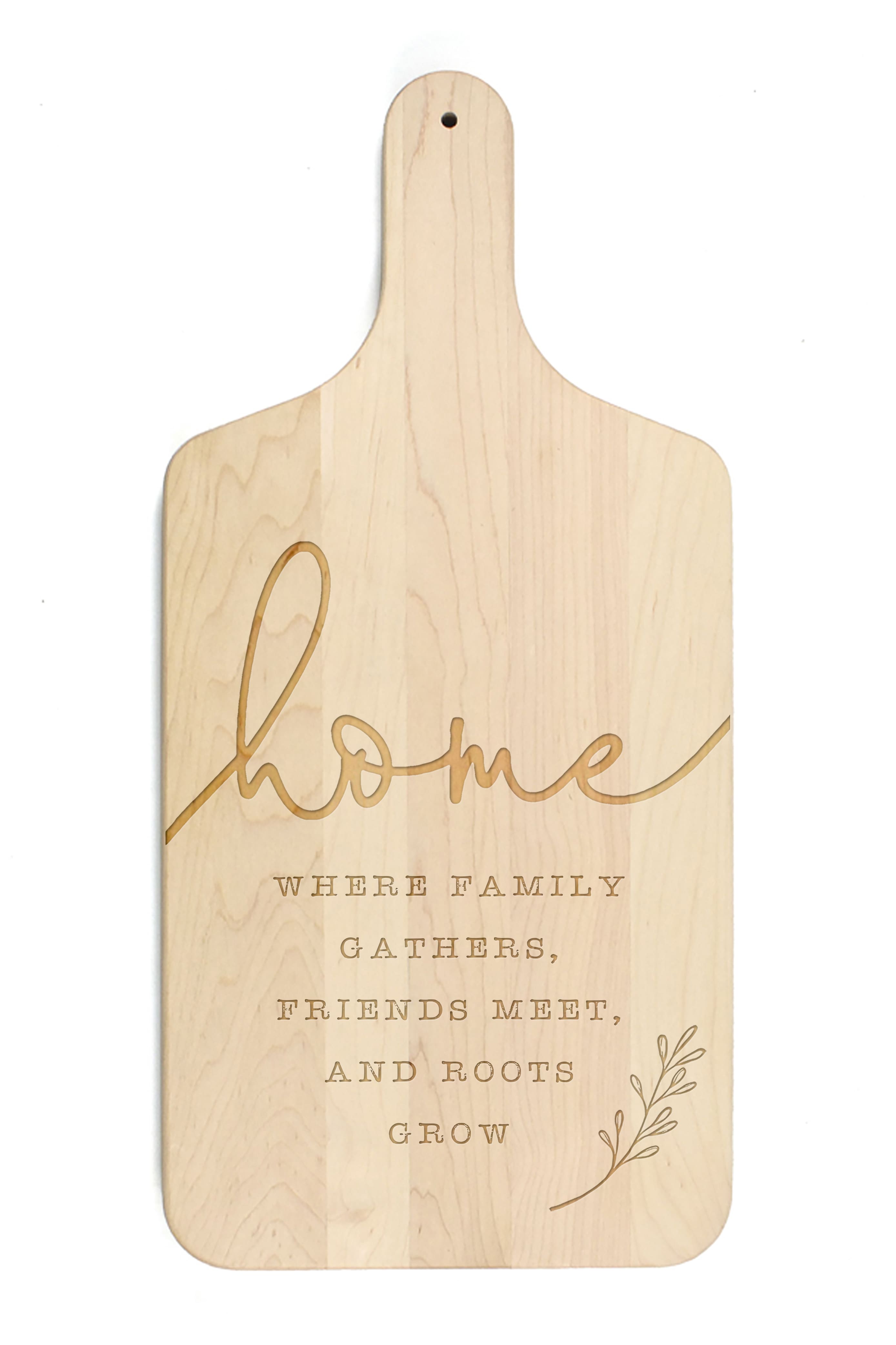 Home Where Roots Grow 8&#x22; x 17&#x22; Maple Paddle Cutting Board