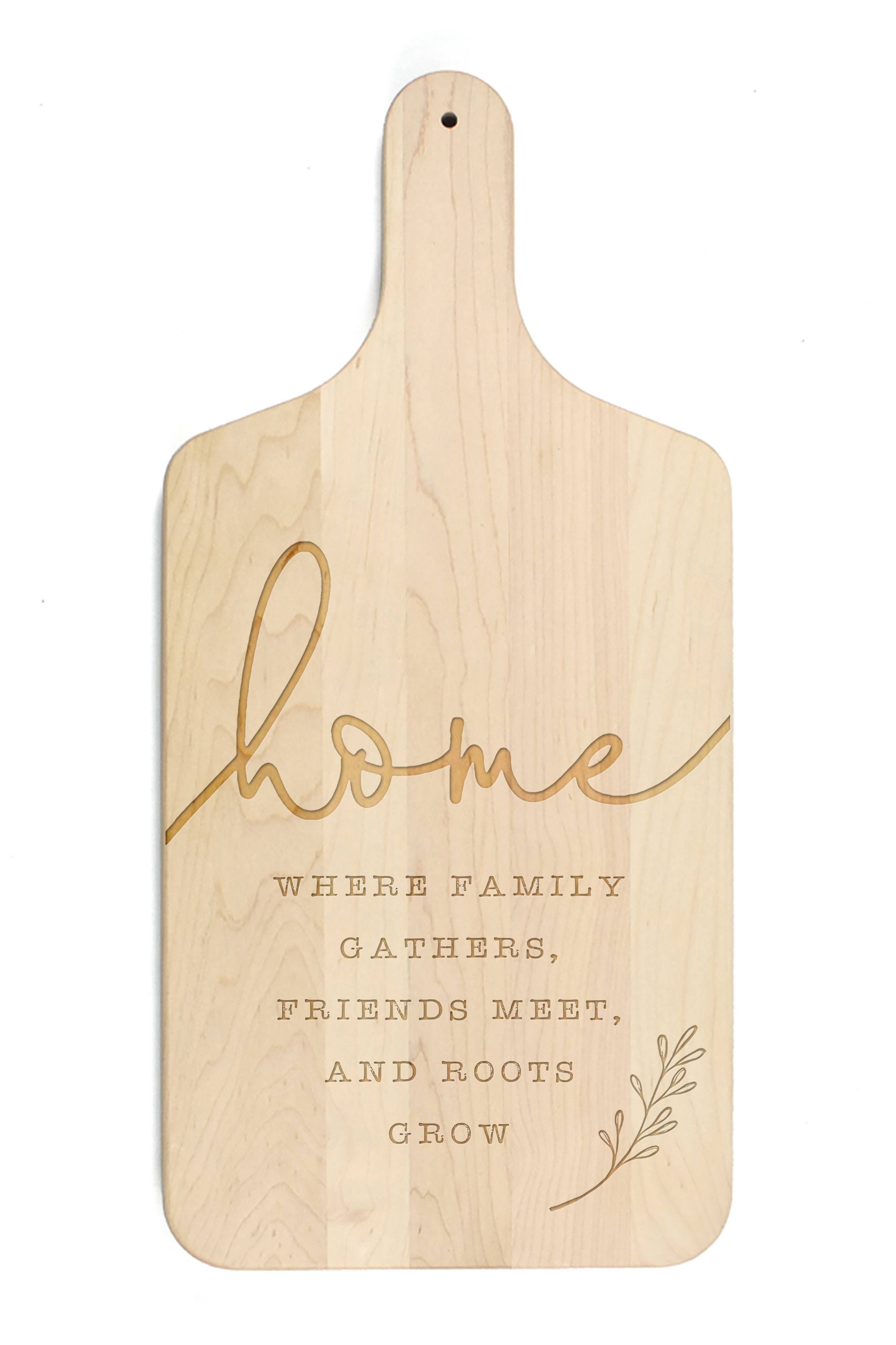 Home Where Roots Grow 8" x 17" Maple Paddle Cutting Board