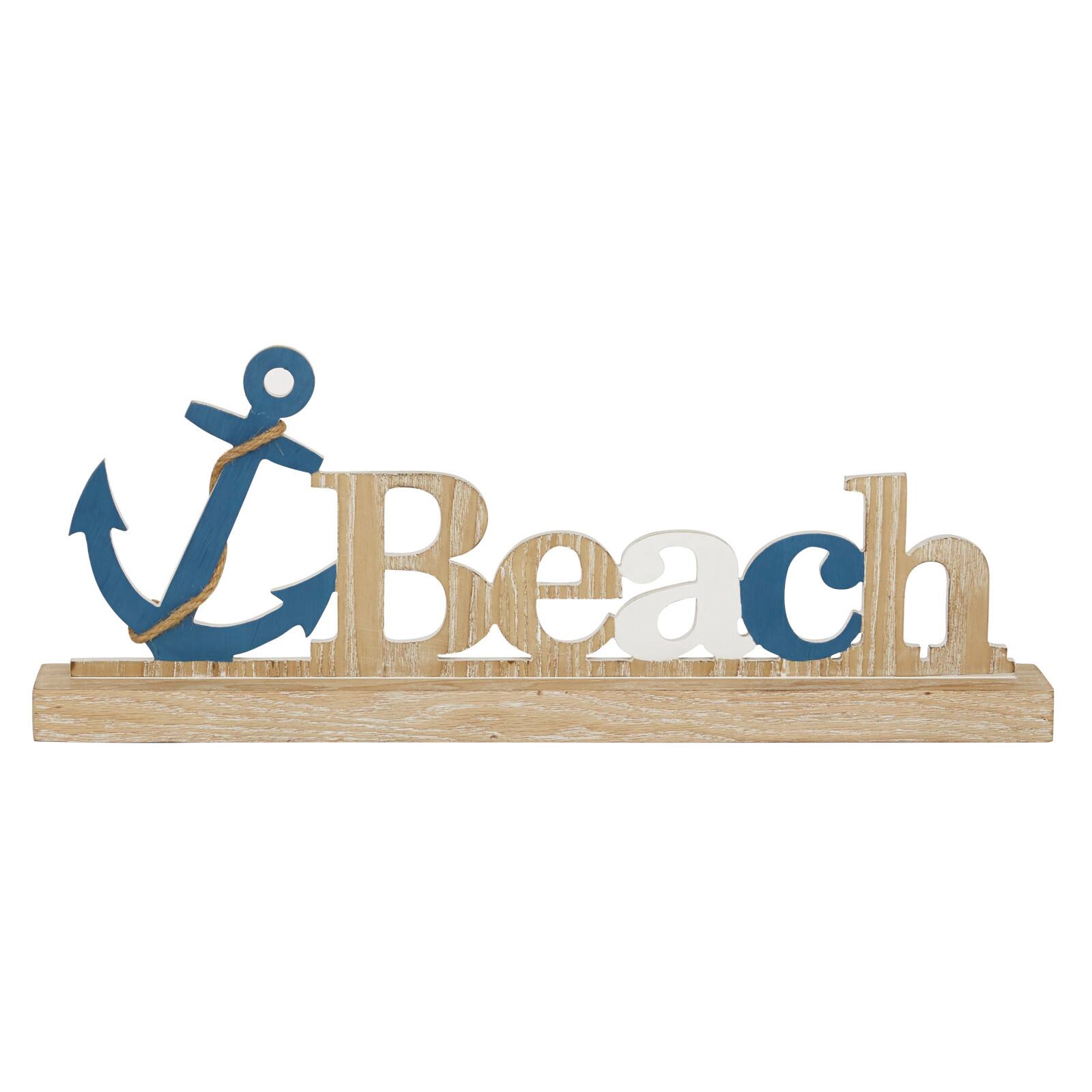 23" Brown Wood Coastal Beach Tabletop Sign