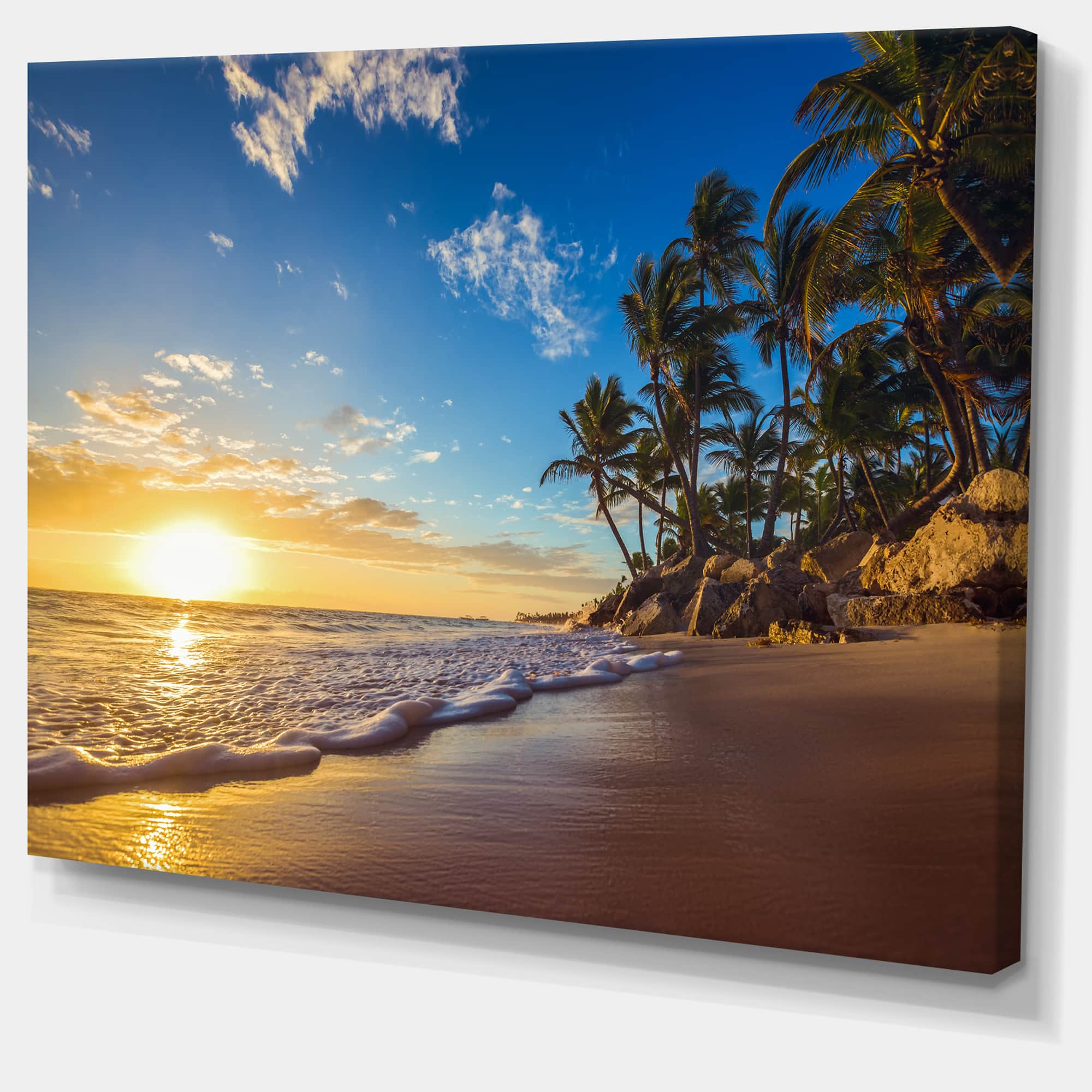 Designart - Paradise Tropical Island Beach Sunrise - Seashore Canvas Art Print
