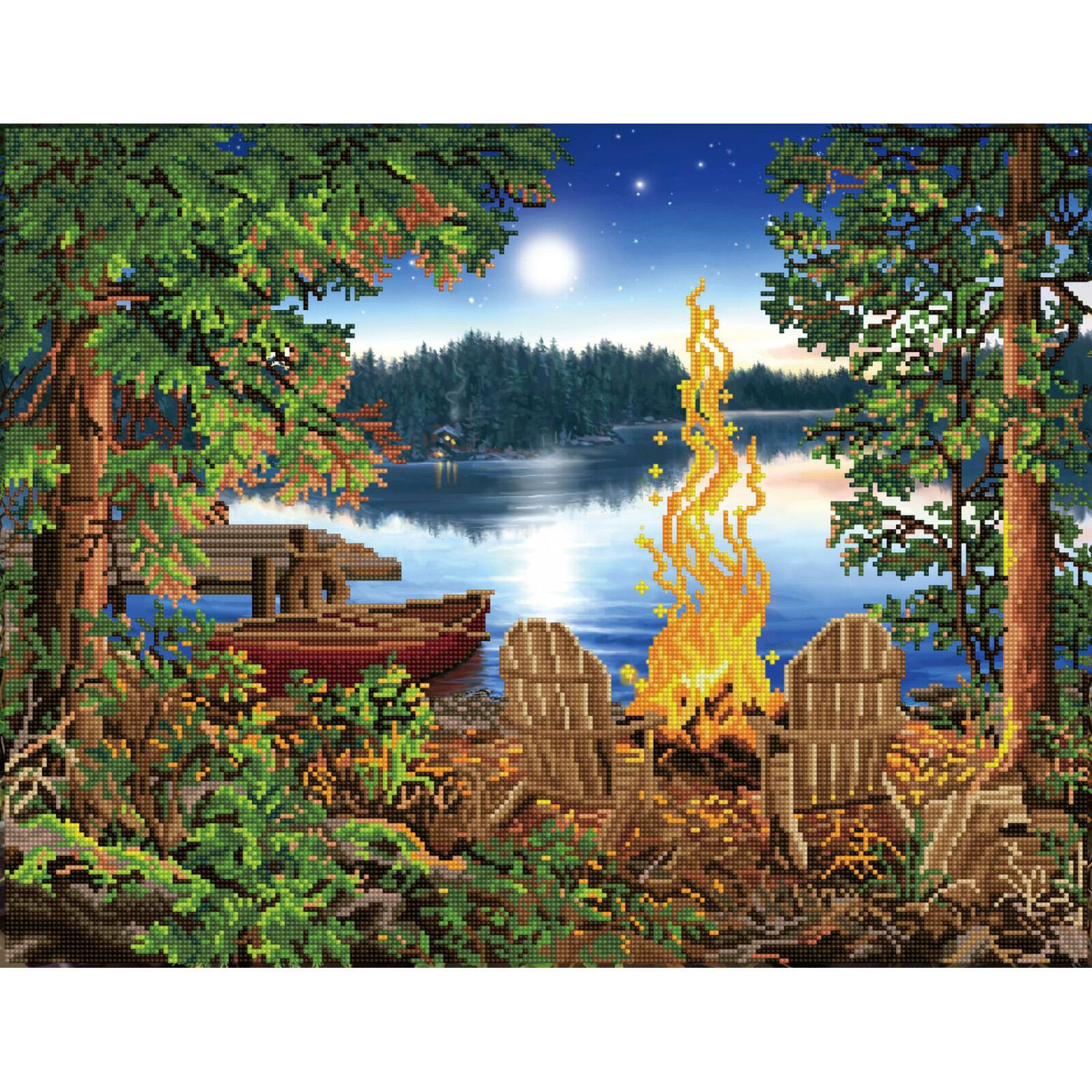 Diamond Dotz® Advanced Lakeside Red Canoe Diamond Painting Kit