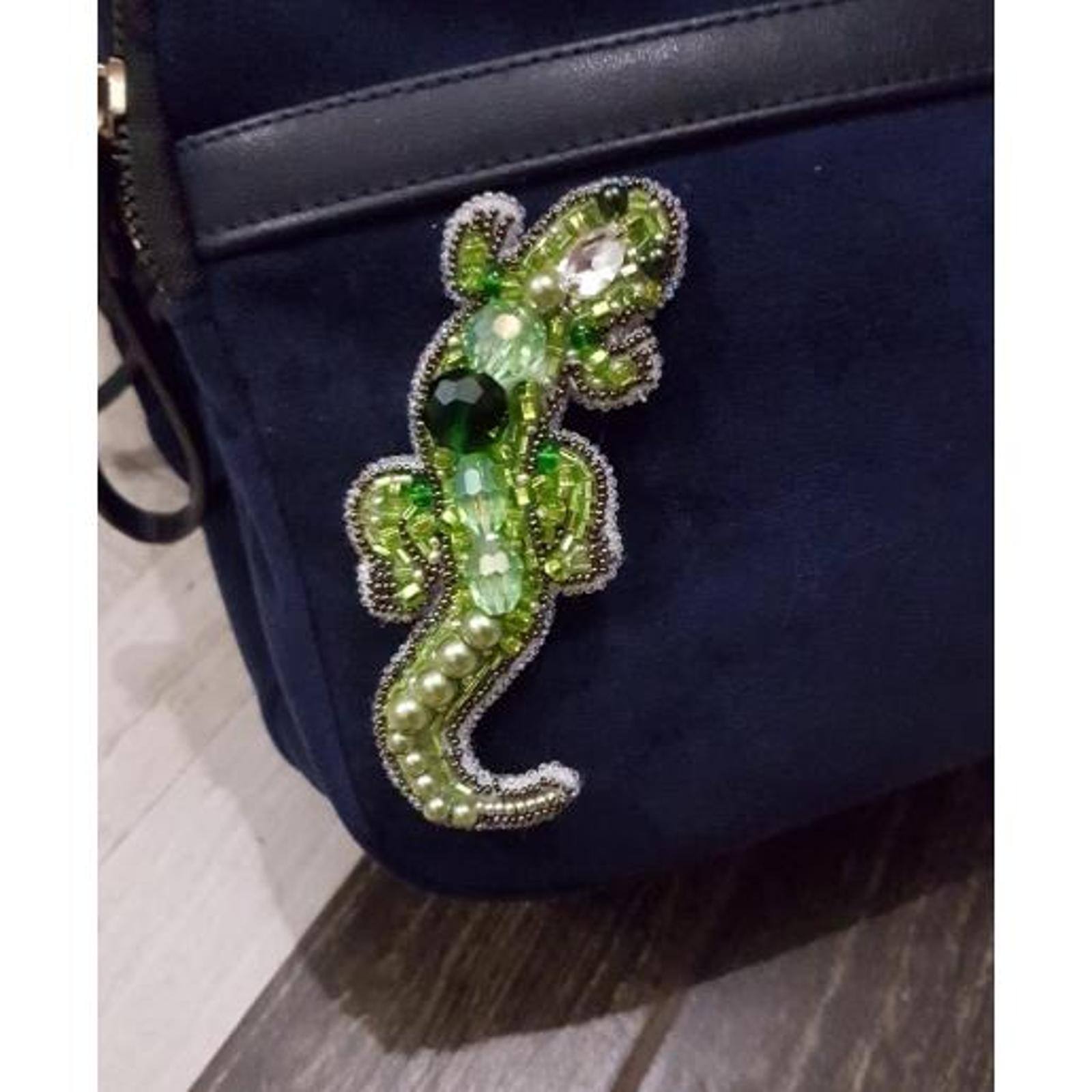 Crystal Art Beadwork Kit For Creating Broоch Lizard