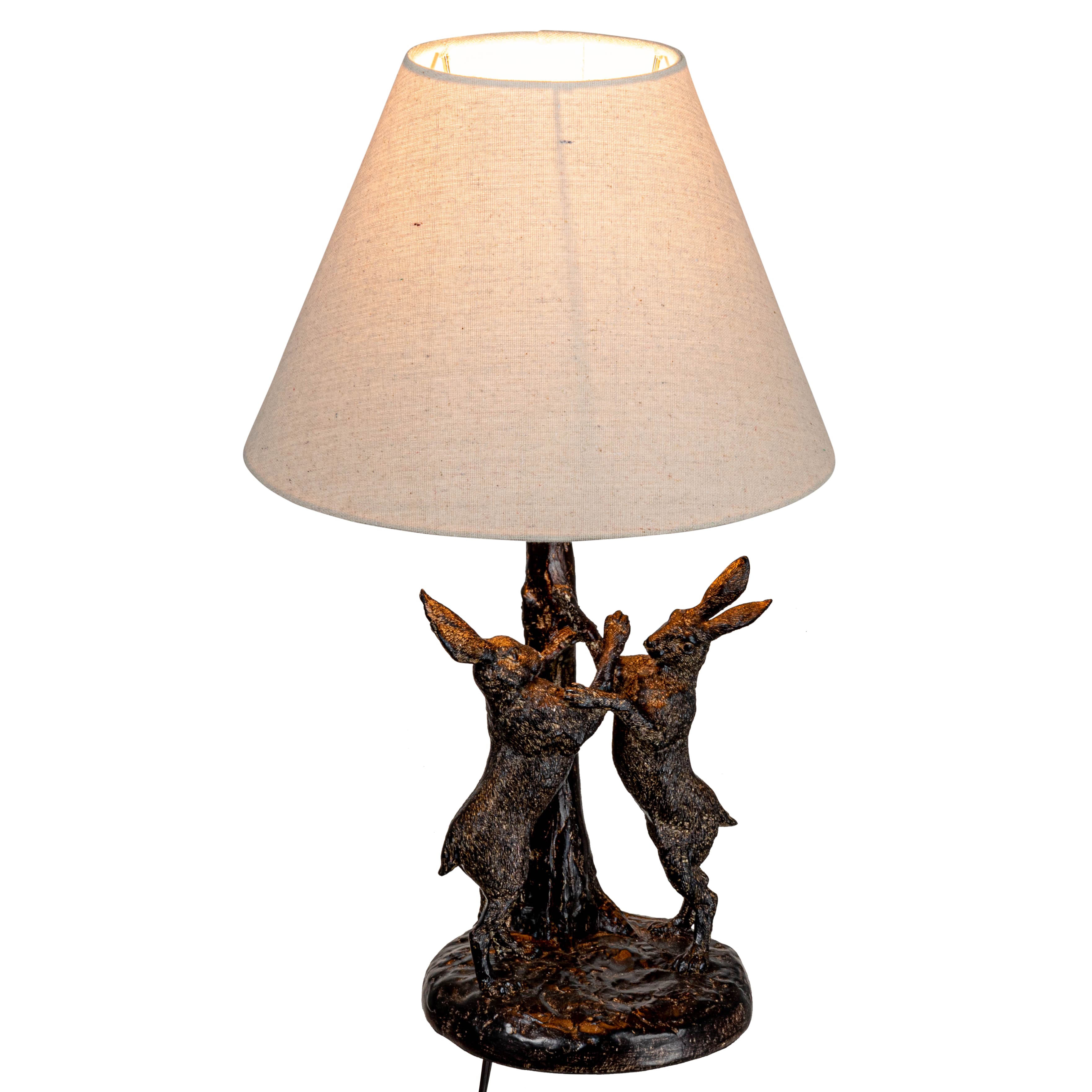 Hello Honey® 18.5" Brown & Natural Bunny Rabbit Table Lamp with Linen Empire Shade