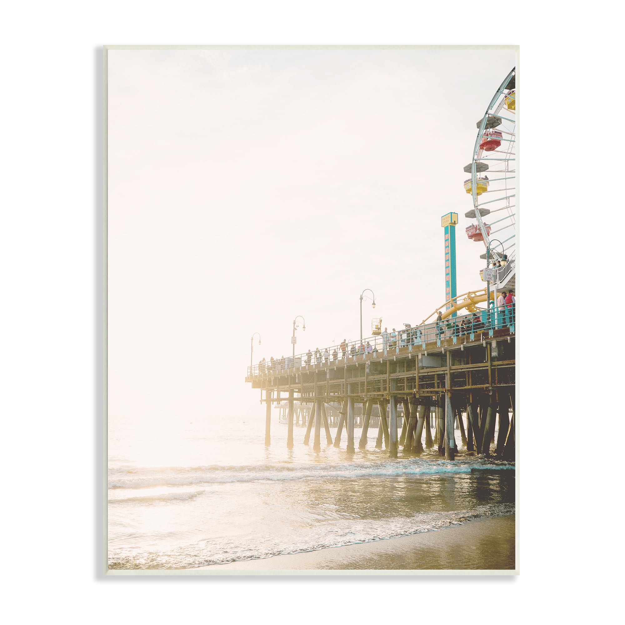 Stupell Industries Coastal Boardwalk Pier Carnival Ferris Wheel Photography Wall Plaque