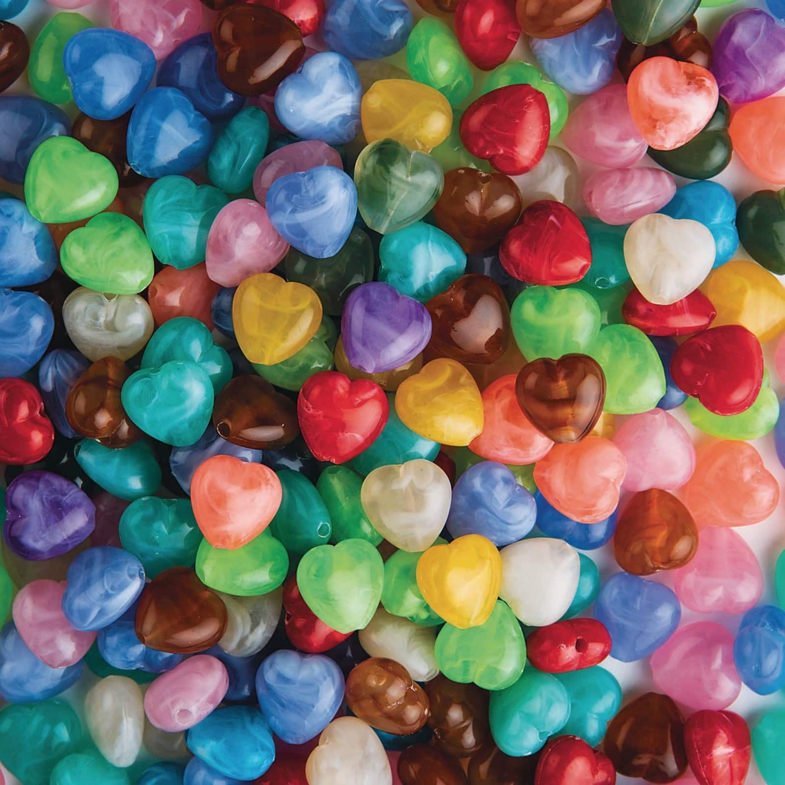 S&#x26;S&#xAE; Worldwide Colorful Heart Shaped Plastic Beads, 15mm